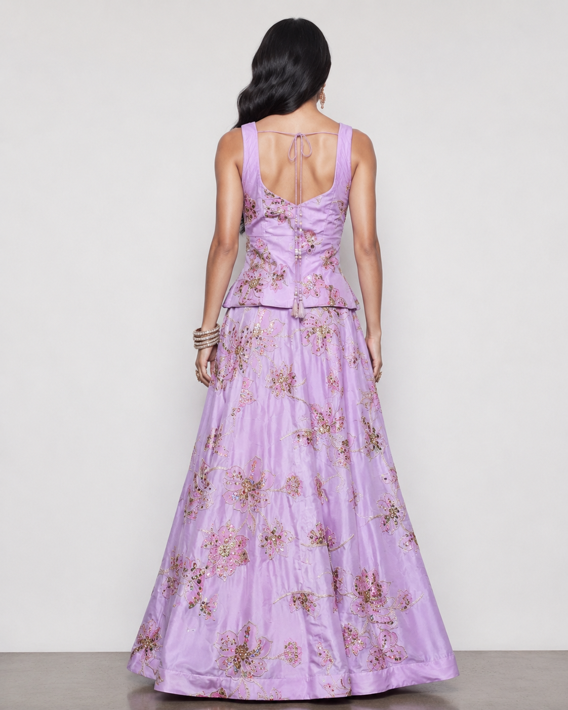 Baby Pink Butter Crap Silk Lehenga Choli with Pal Miral and Resham Work