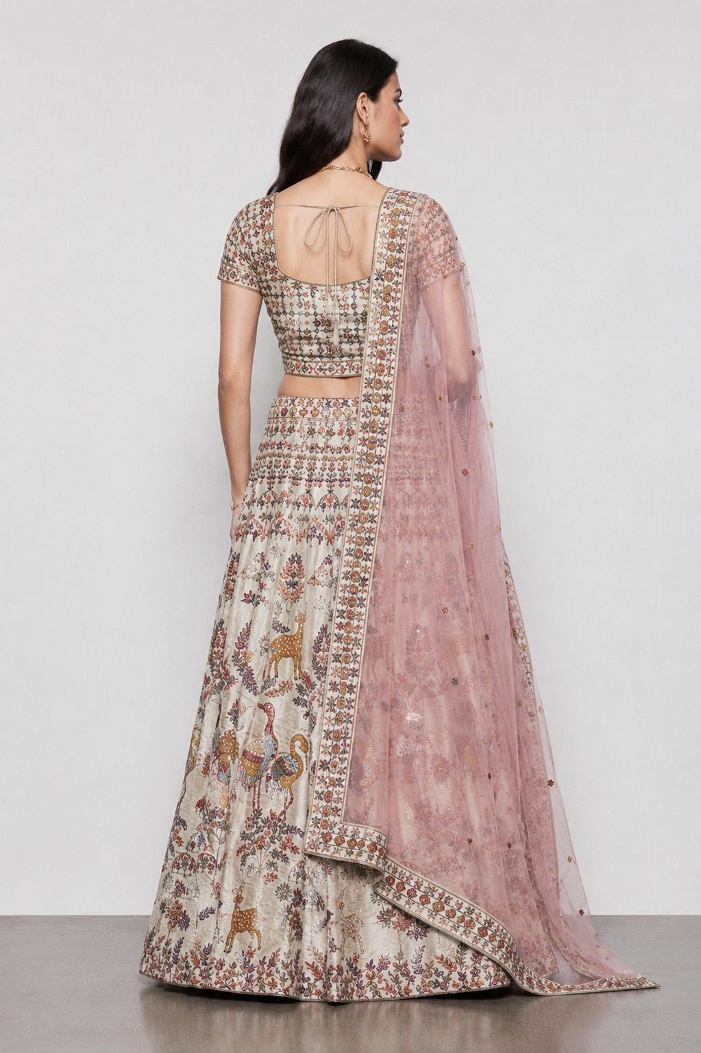 Beige Pure Raw Silk Bridal Lehenga with Kardana, Sicon and Resham Work