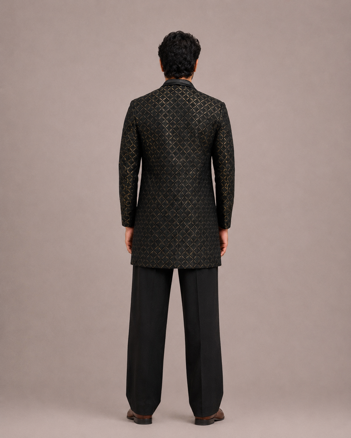 Black Satin Silk Jodhpuri Suit for Men with Machine Work