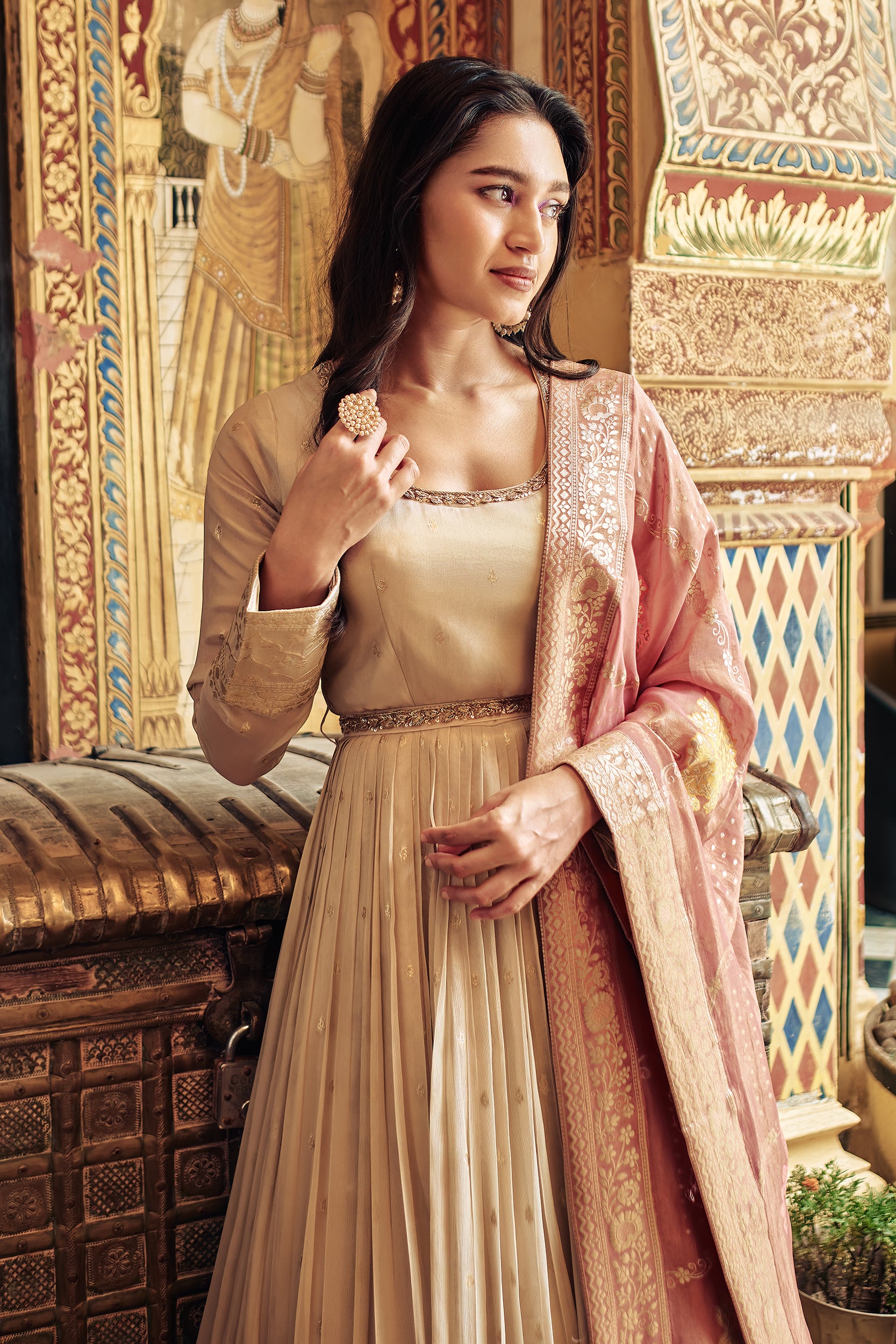 Anarkali Set with Banarasi Dupatta and Zardosi Work