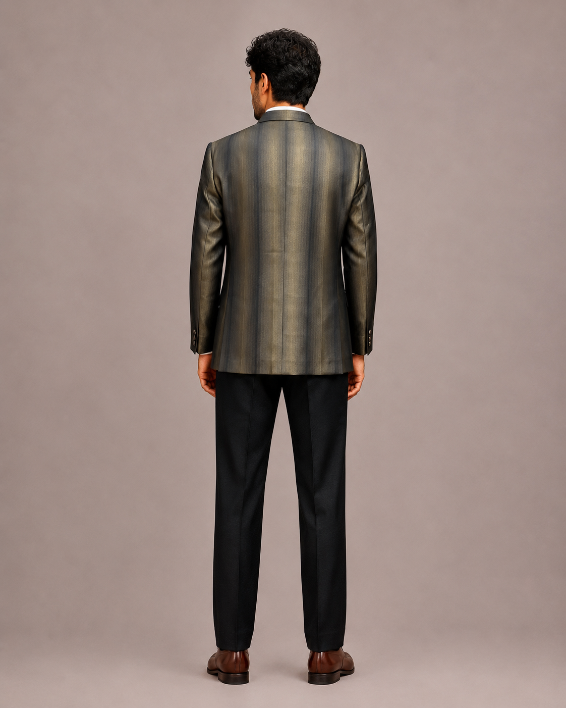 Brown Italian Fabric 5 Piece Tuxedo Suit