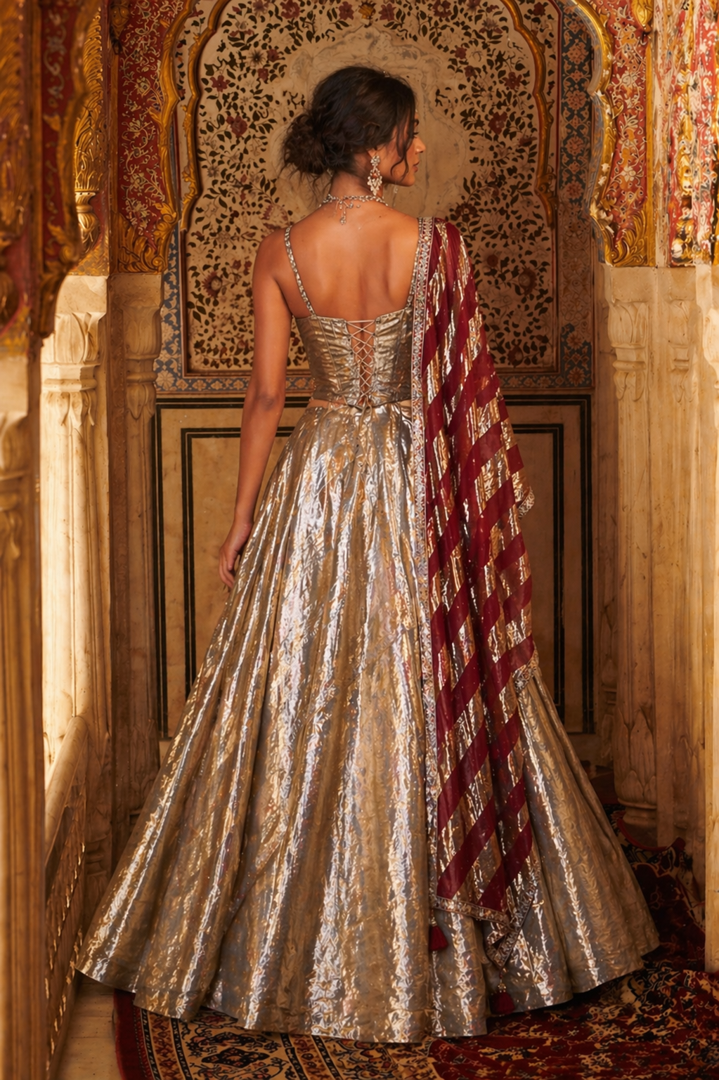 Gold Tisu Silk Lehenga Choli