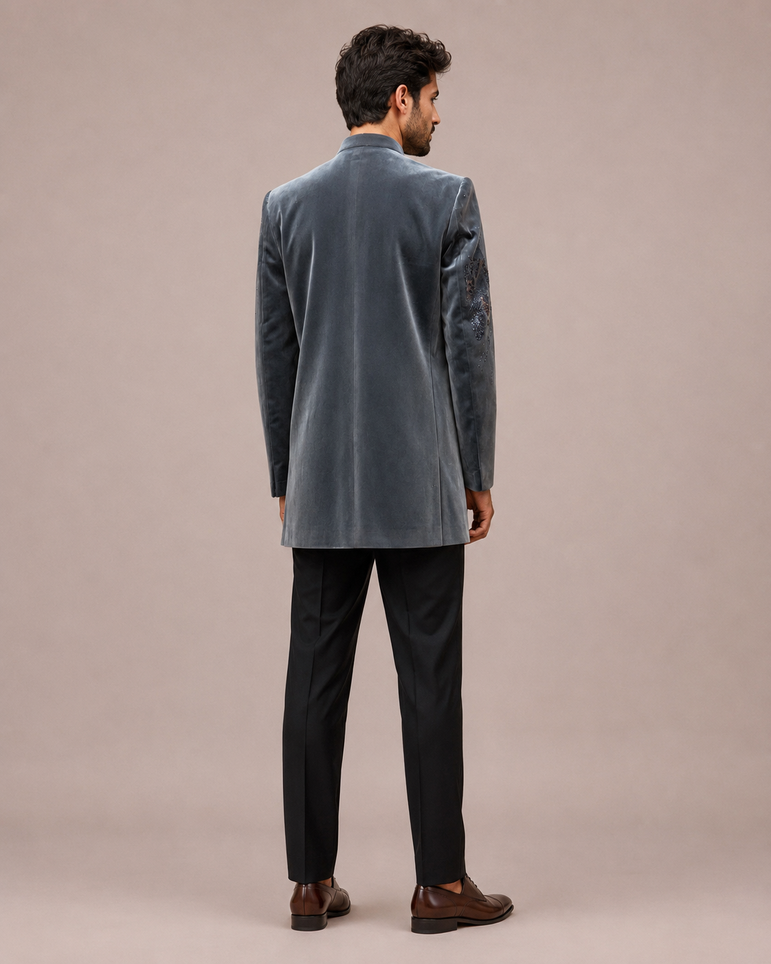 Gray Velvet Sherwani 