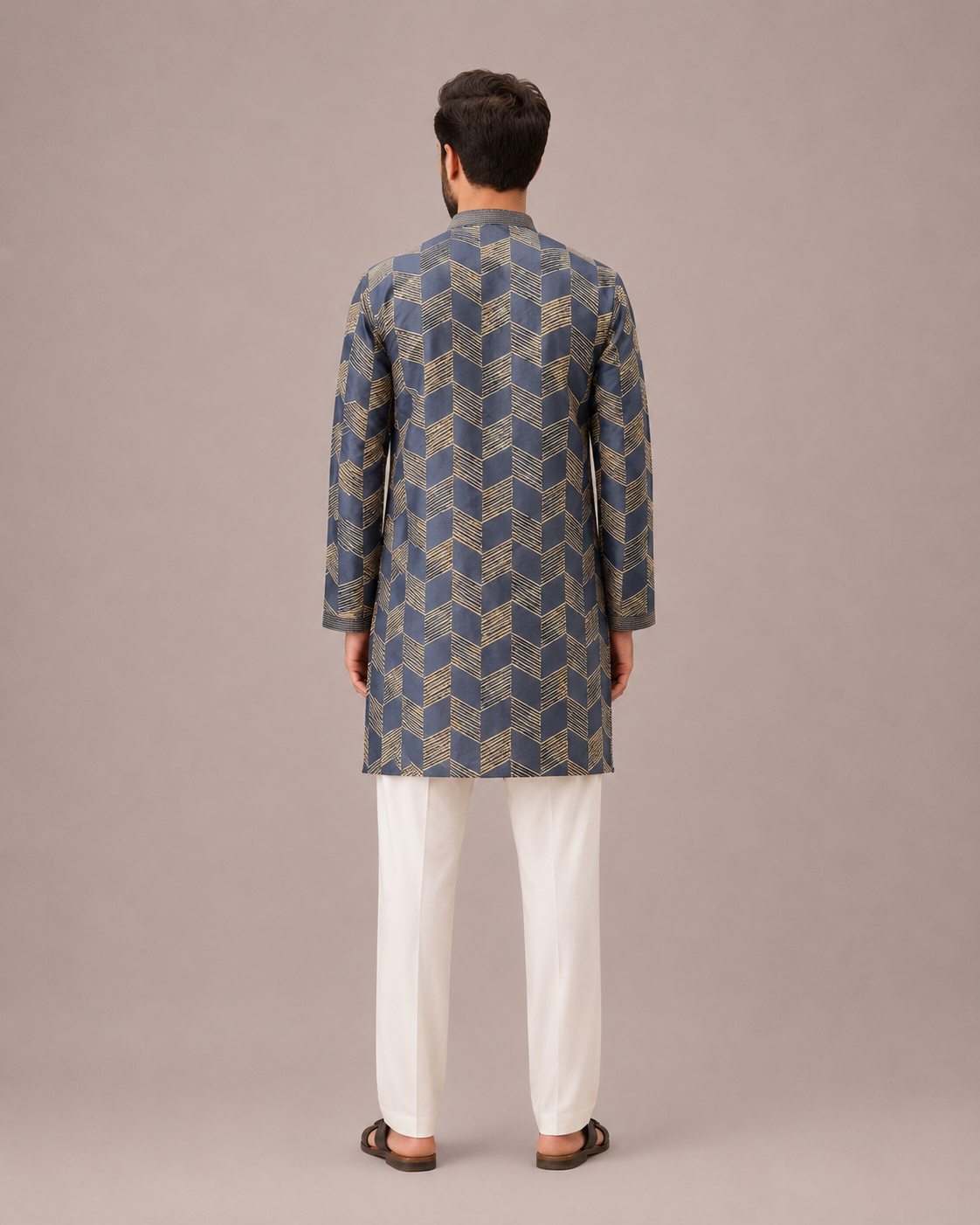 Grey Silk Kurta Set with Sequence and Computer Embroidery Work