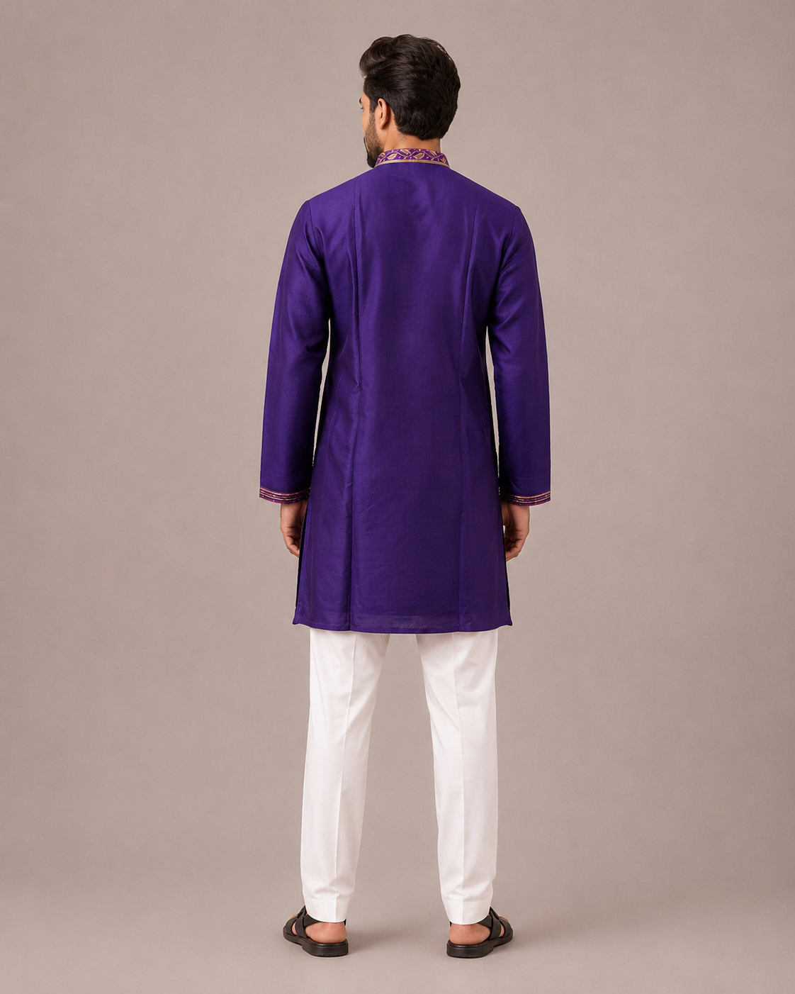 Jamli Silk Kurta Set with Machine Embroidery Work