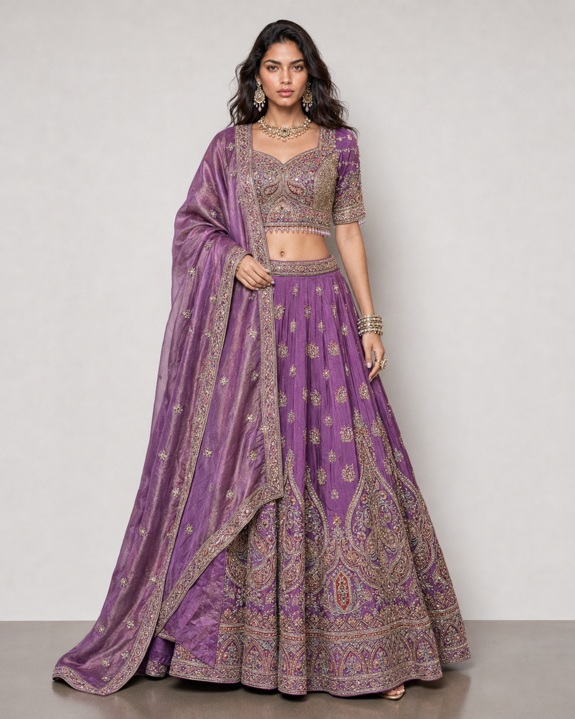Lavender Simmer Silk Lehenga Choli with Sicon and Multi Work