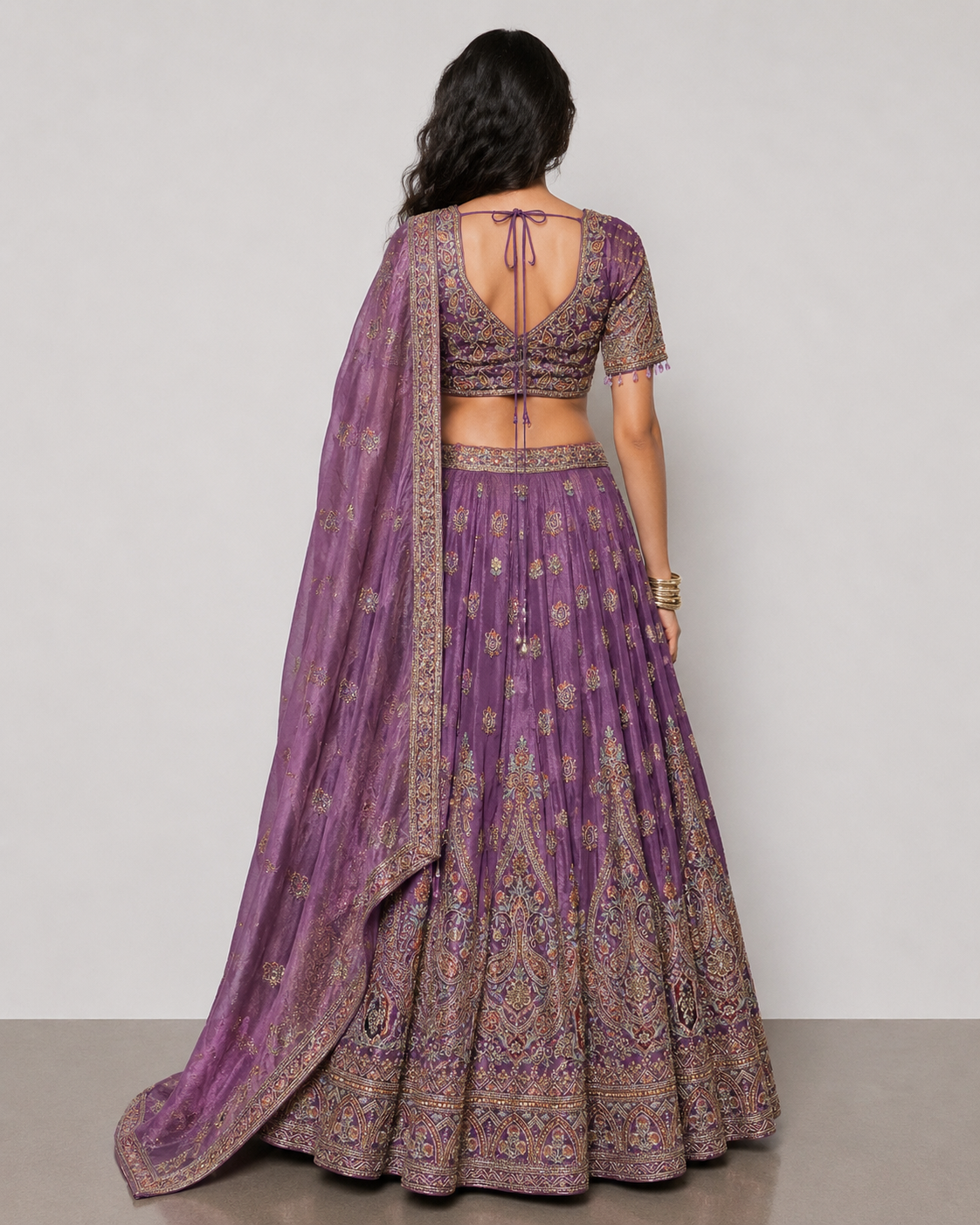 Lavender Simmer Silk Lehenga Choli with Sicon and Multi Work