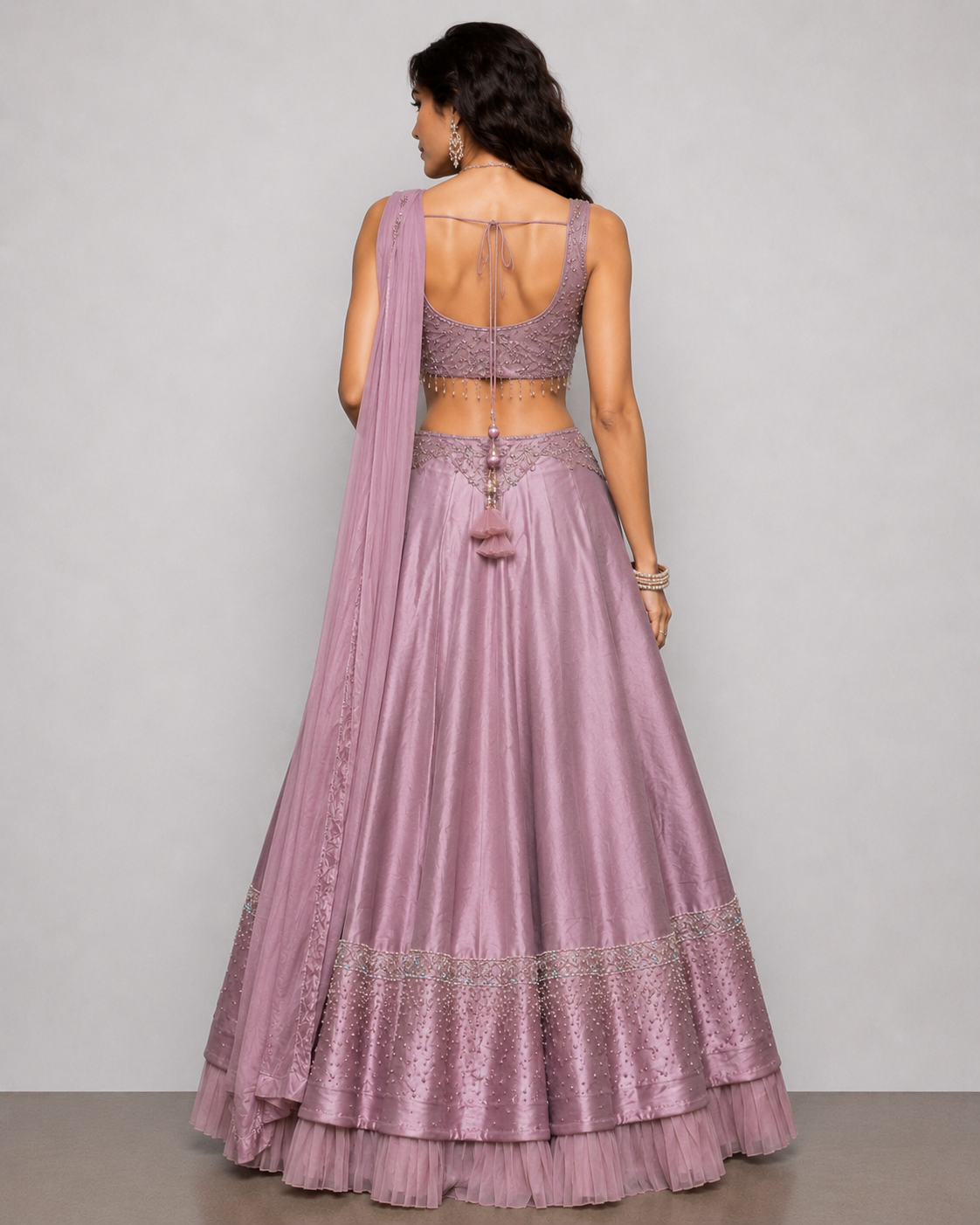 Lavender Soft Silk Lehenga Choli with Diamond, Sicon, Tikki and Stone Work