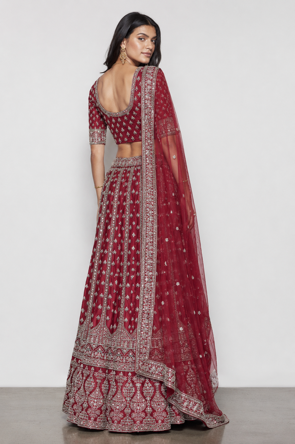Maroon Raw Silk Bridal Lehenga with Kardana and Multi Pal Work