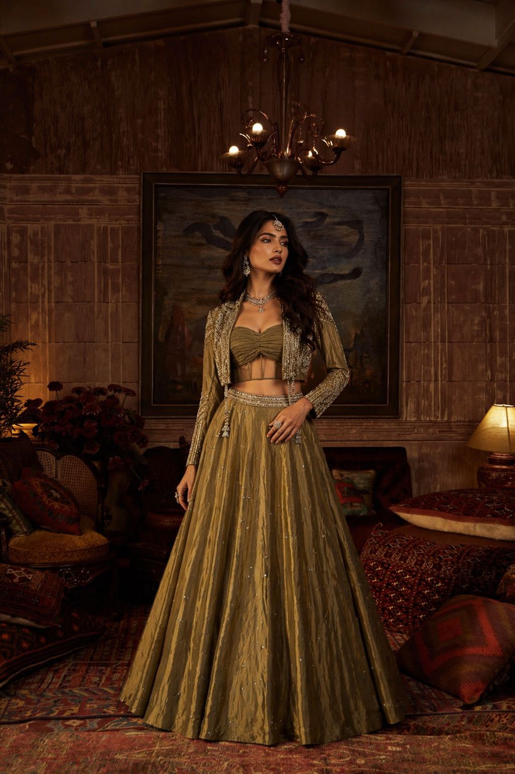 Mehandi Soft Silk Lehenga Choli