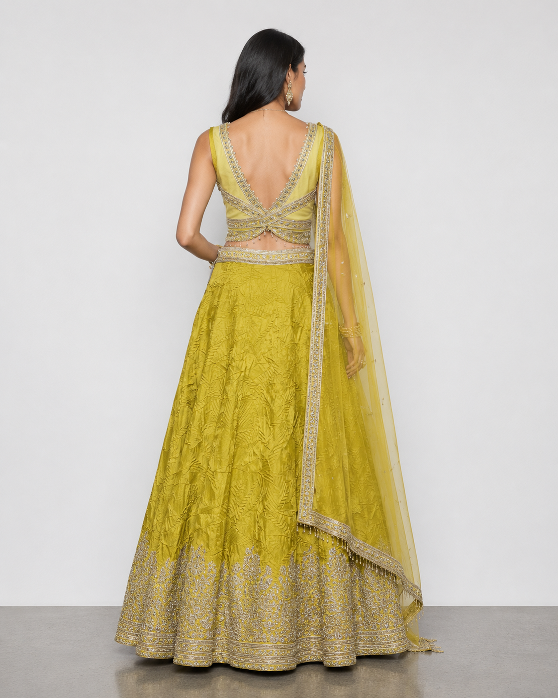 Mustard Silk Lehenga Choli with Dori, Sicon and Diamond Work