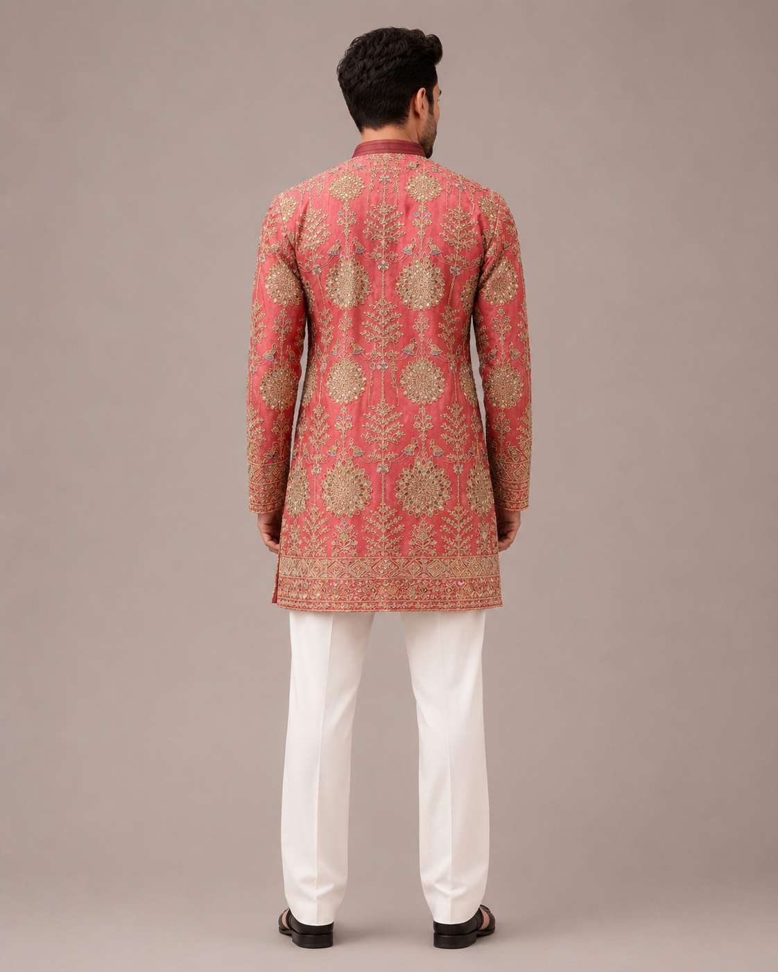 Onion Pink Silk Kurta Set with Computer Embroidery Work
