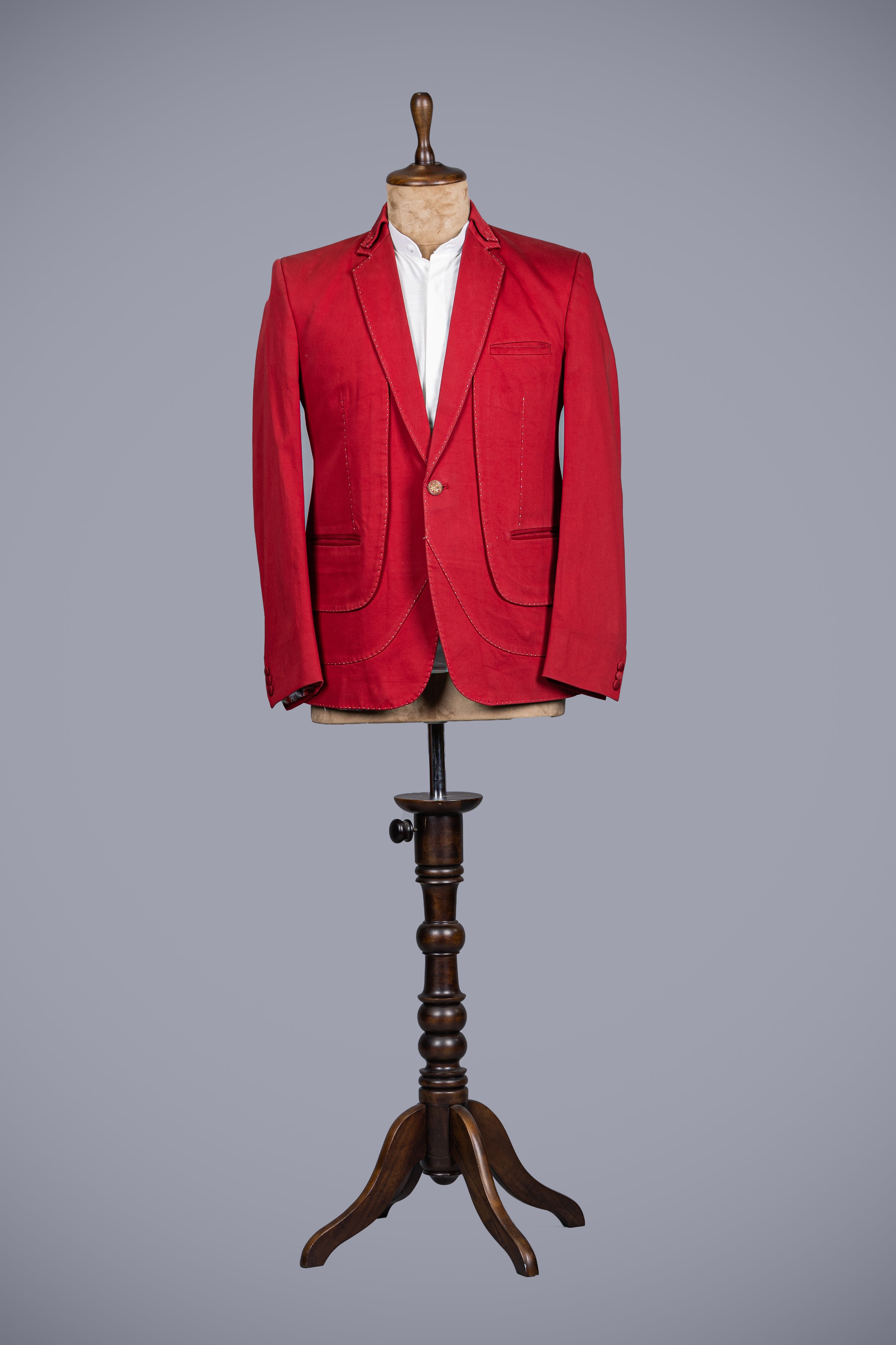 Red Tailored Blazer for Men in Viscose Suiting