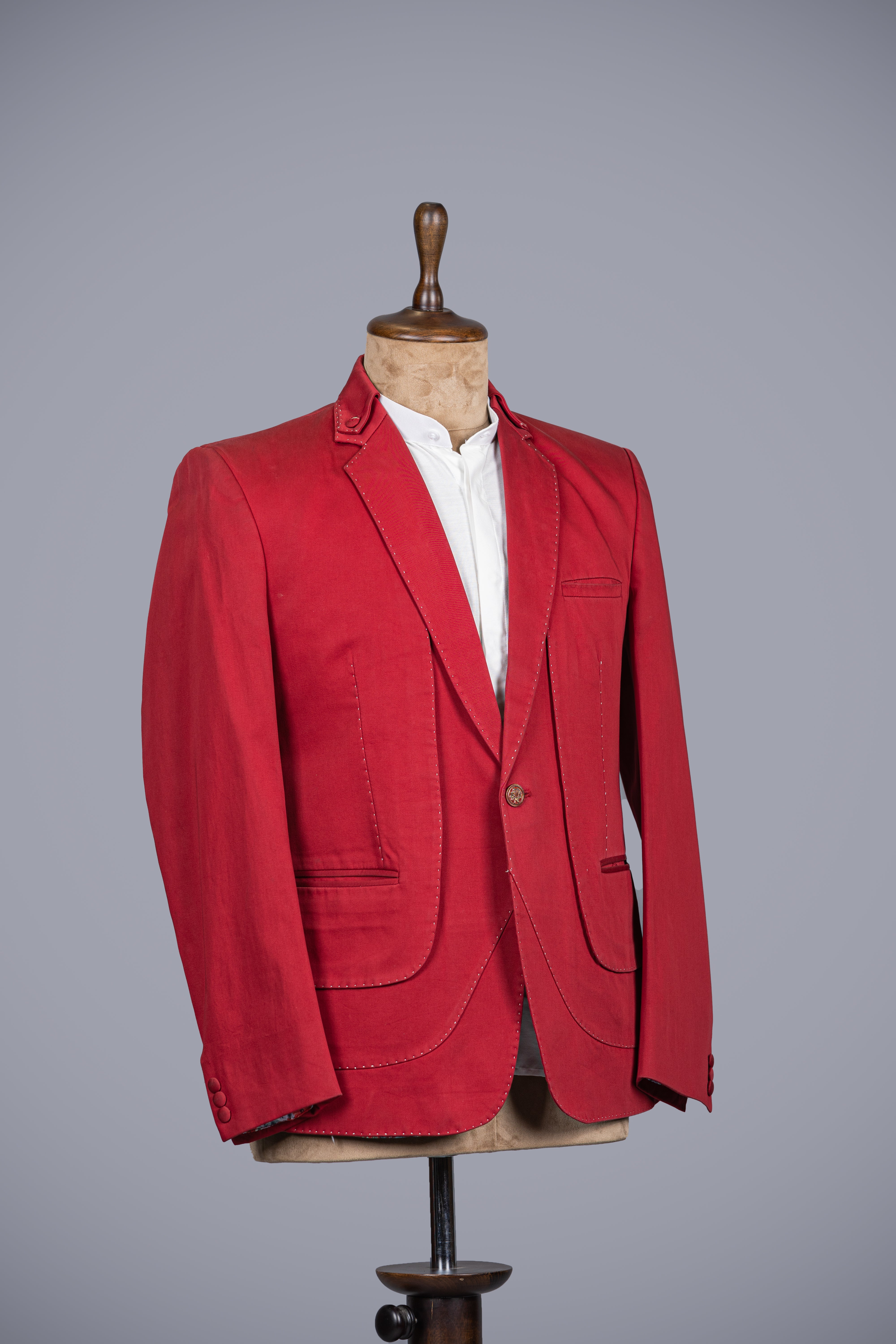 Red Tailored Blazer for Men in Viscose Suiting