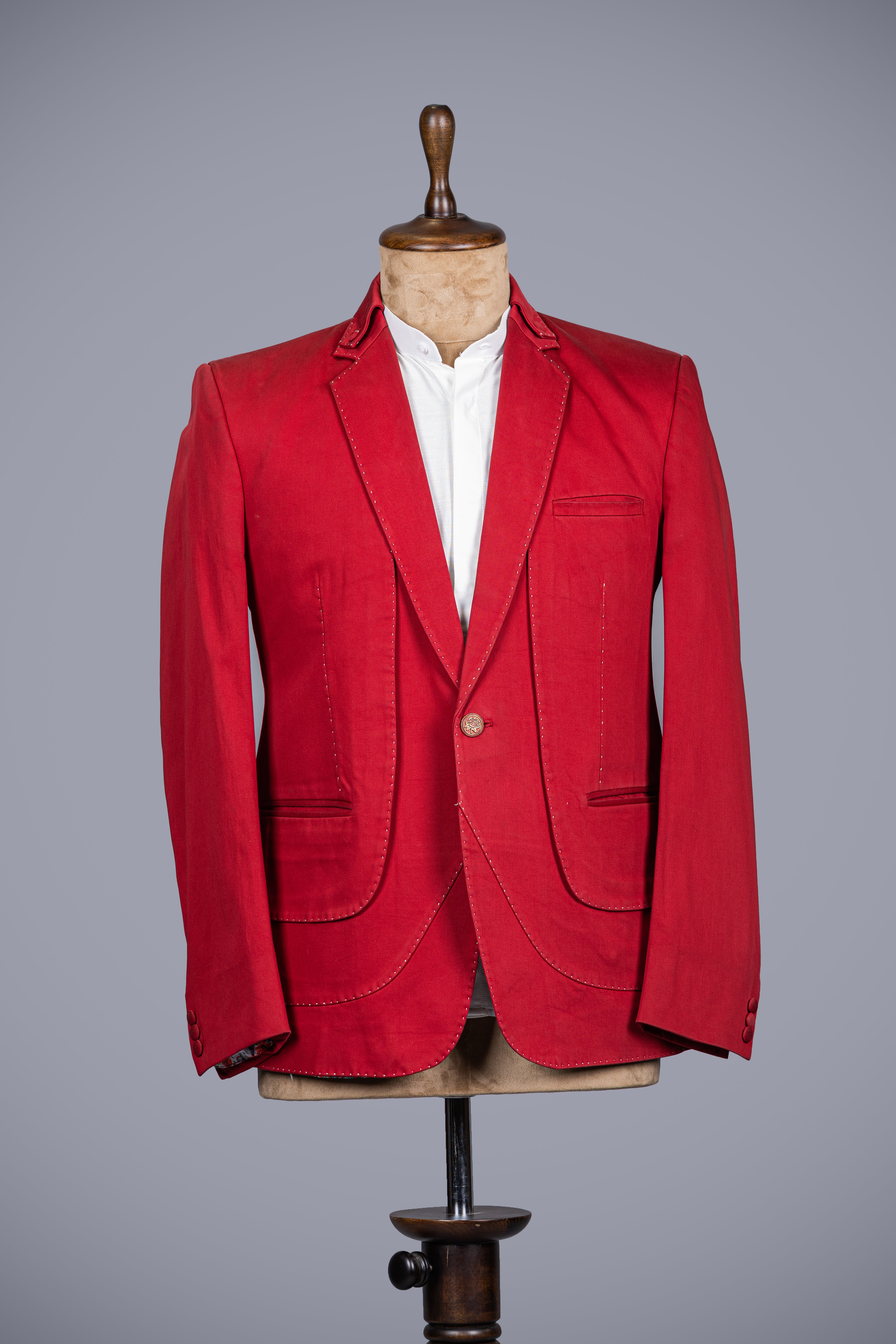 Red Tailored Blazer for Men in Viscose Suiting