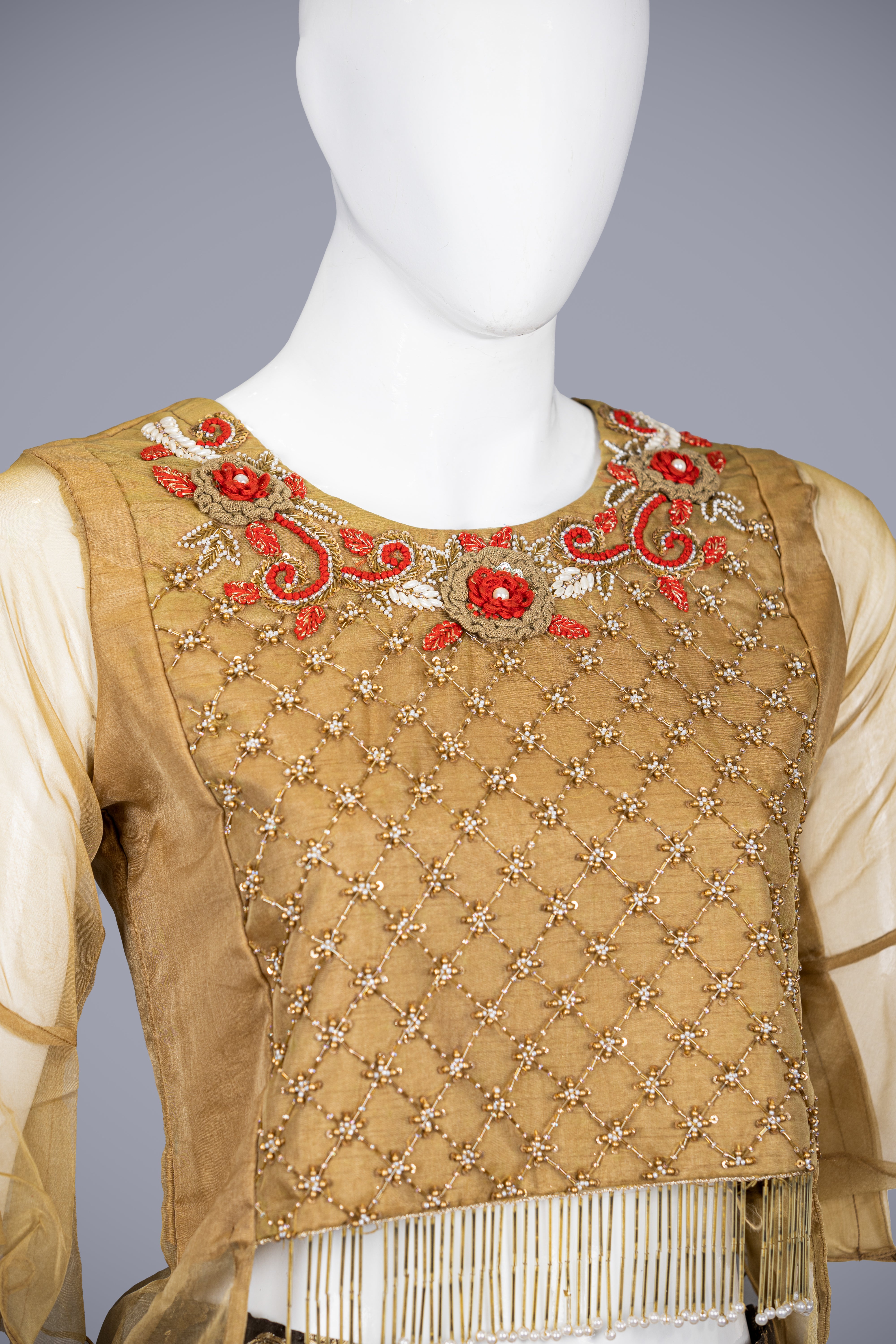 Copper Gold Indo for Women in Art Silk and Katdana Work - Shreeman