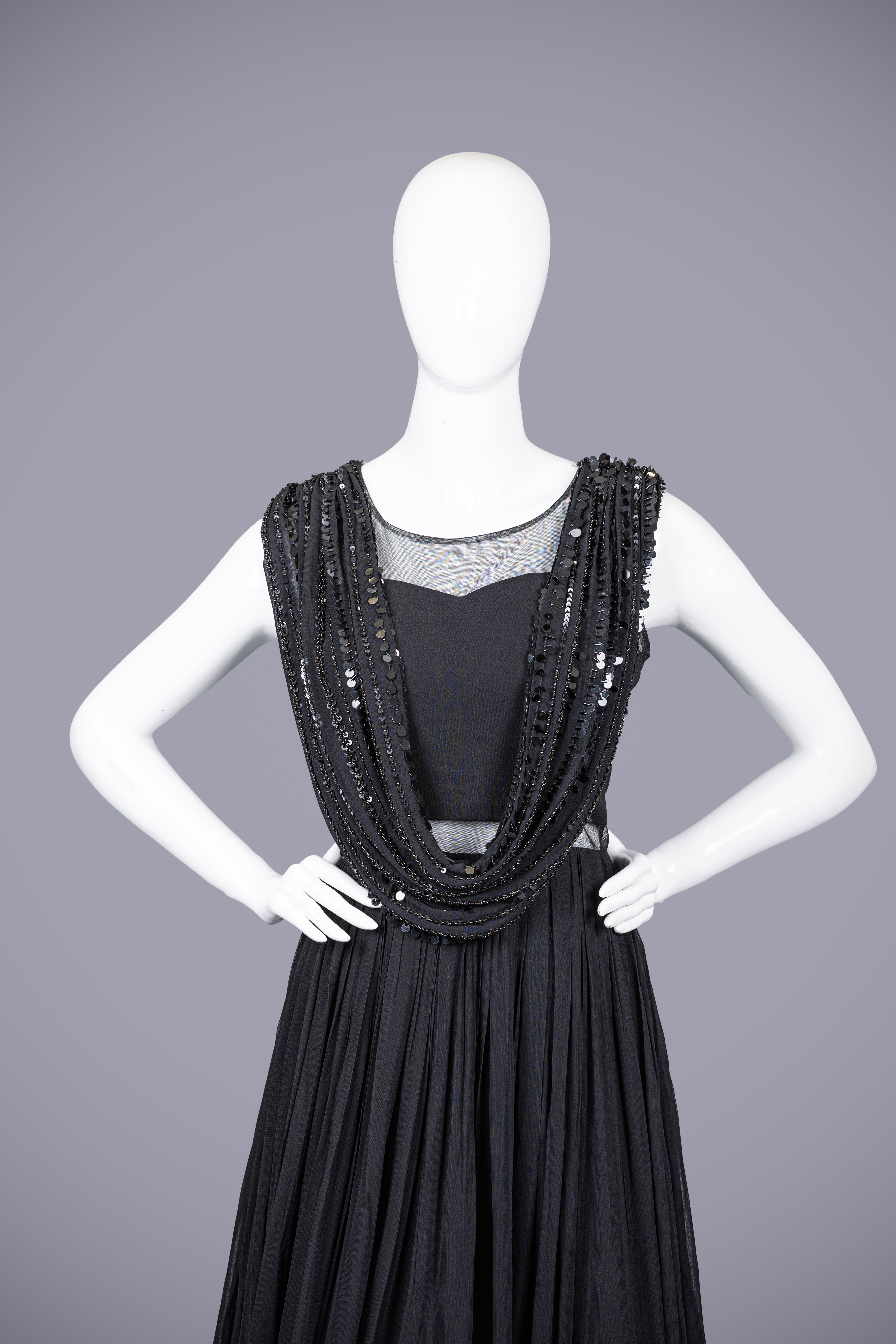 Black Georgette Silk Women’s Designer Gown with TIkki Work
