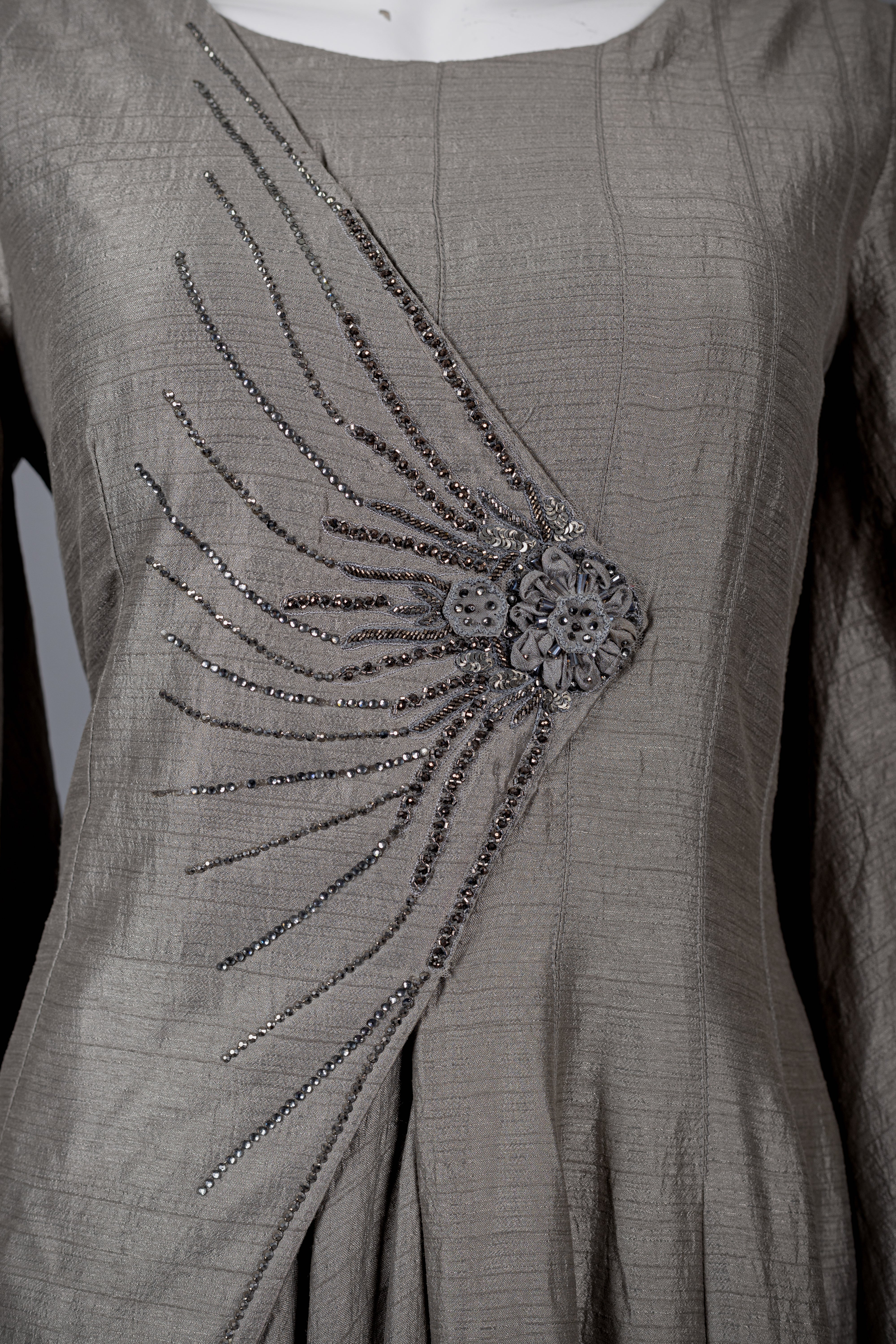 Women’s Grey Silk Kurti with Crystal Work - Shreeman