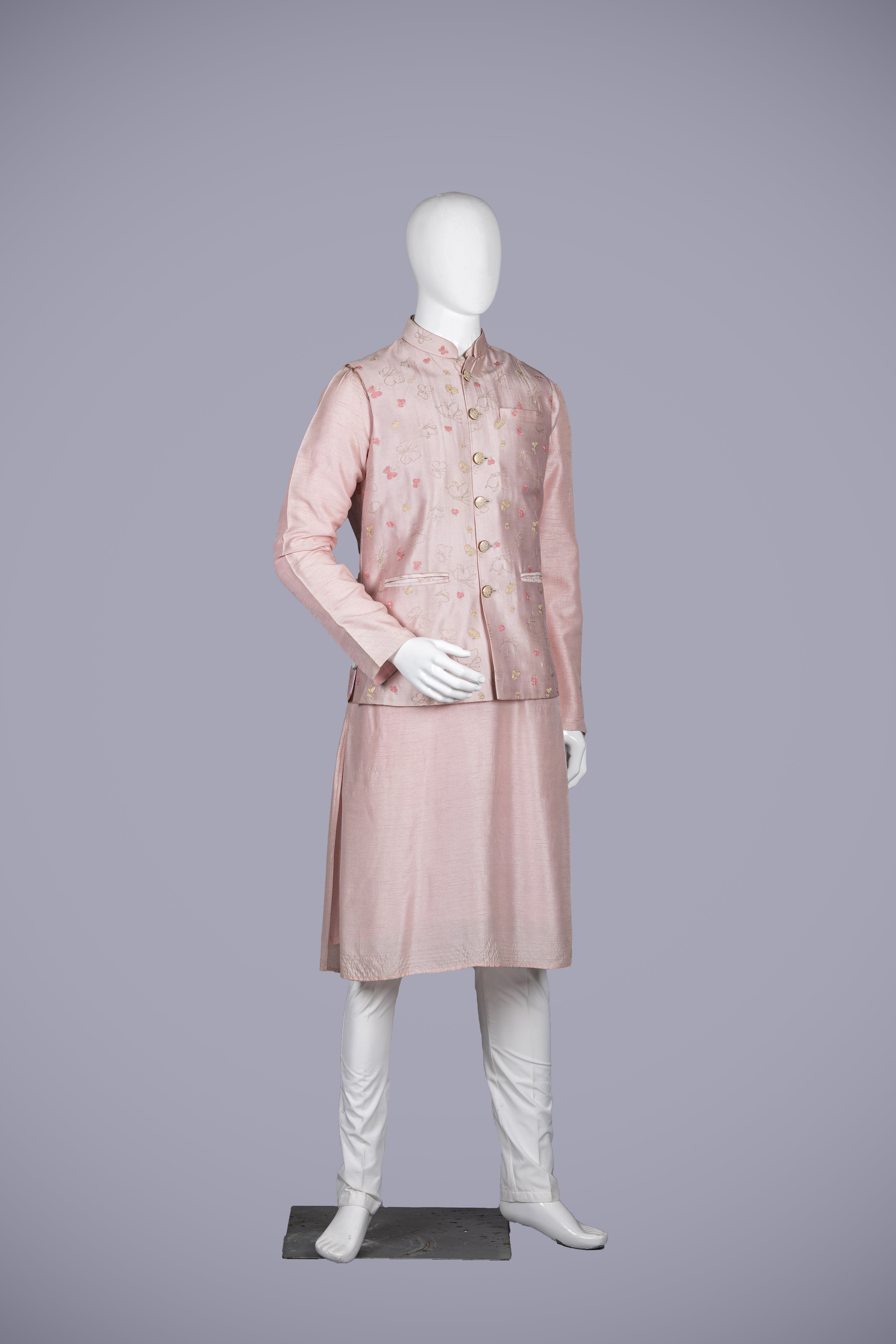 Light Pink Chanderi Silk Koti Set - Shreeman