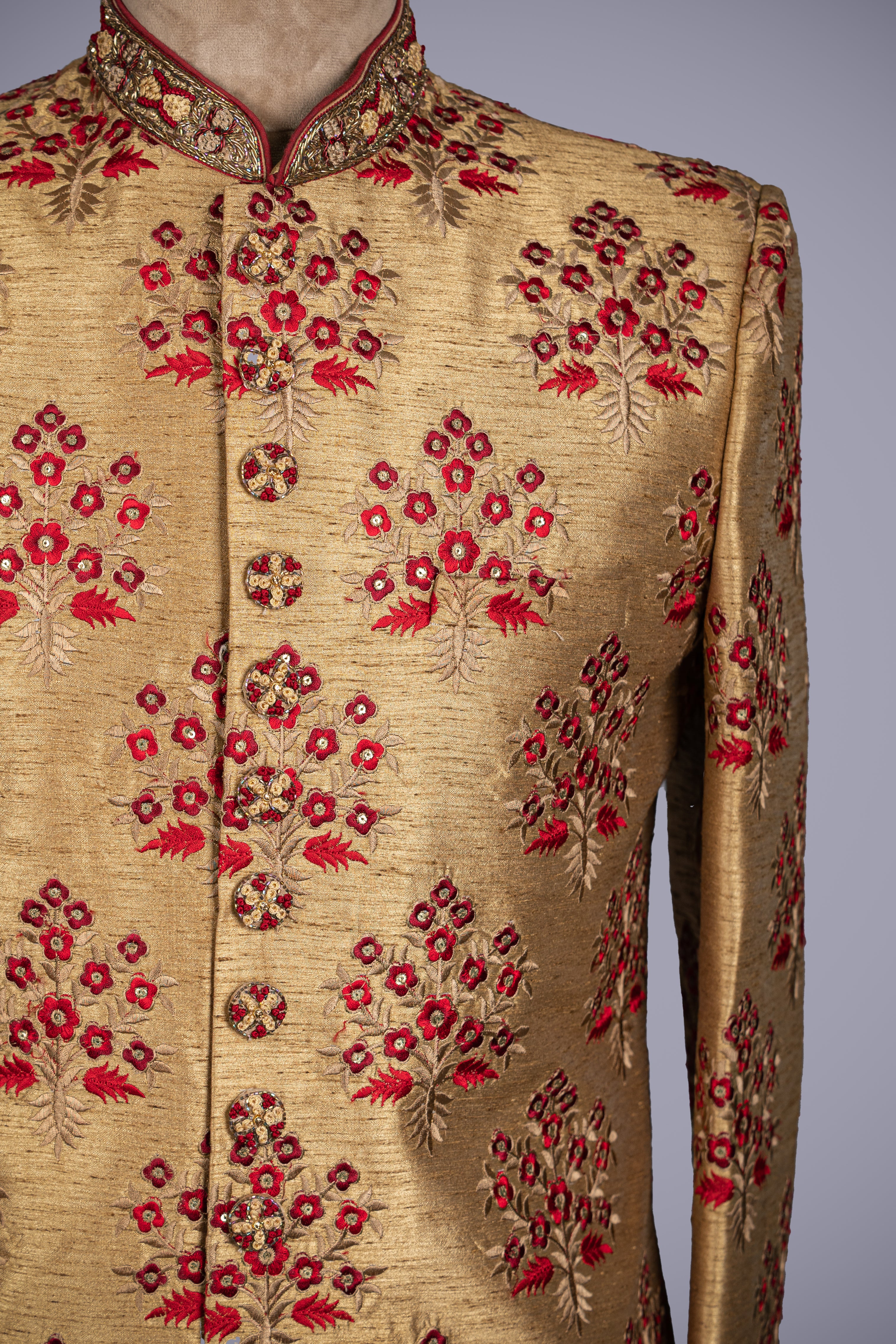 Luxurious Gold Art Silk Indo Western Set with Resham & Zardosi Work - Shreeman