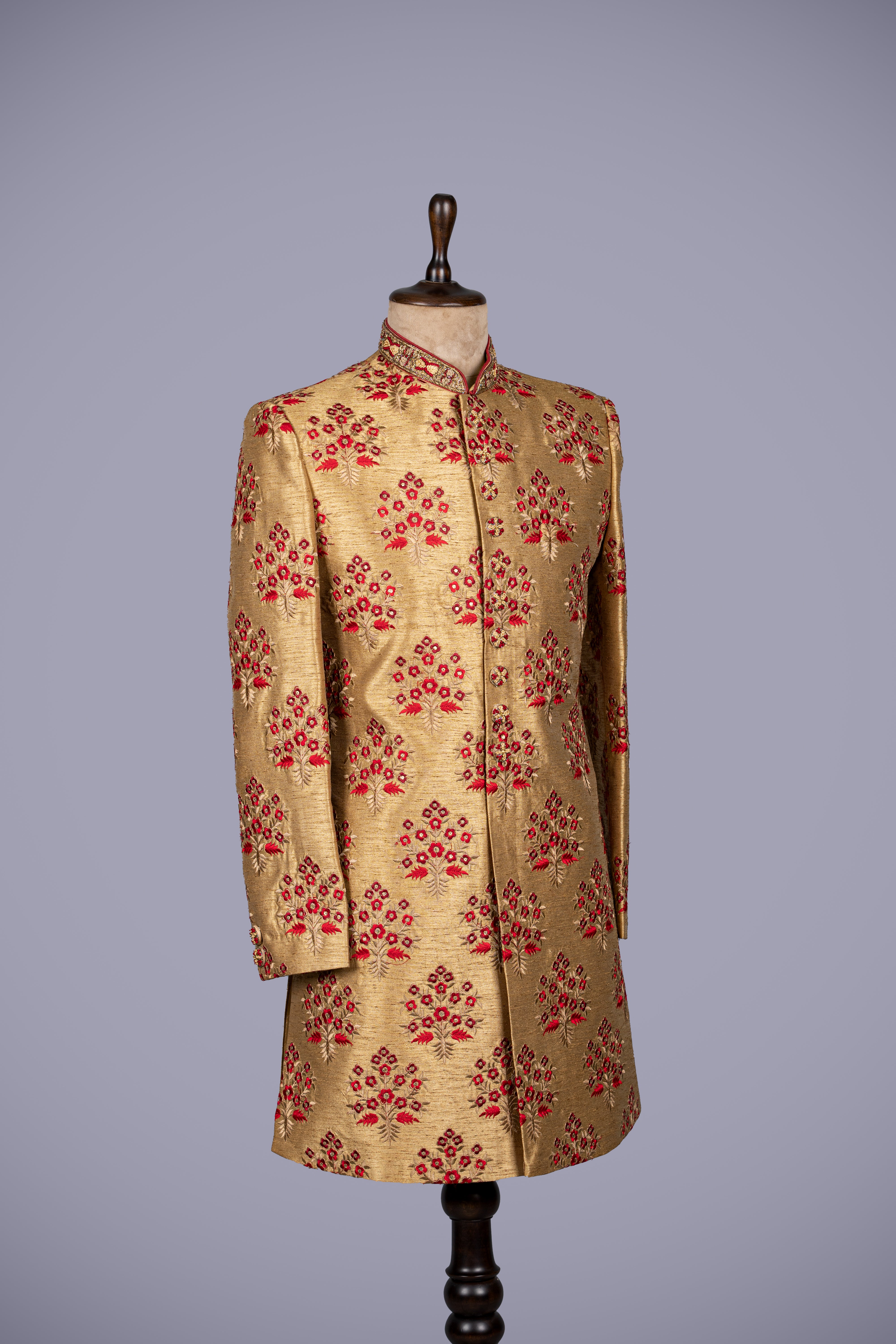 Luxurious Gold Art Silk Indo Western Set with Resham & Zardosi Work - Shreeman