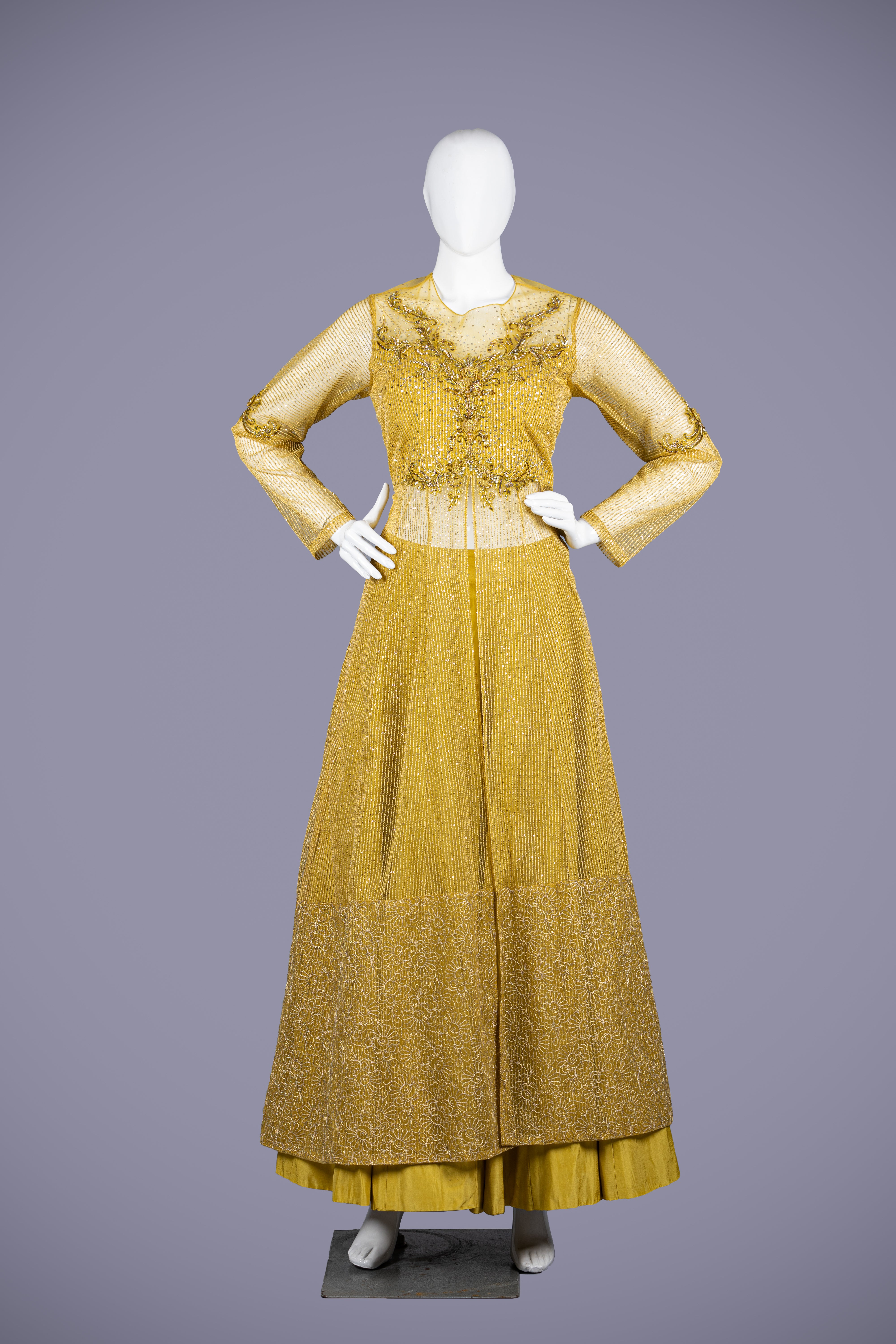 Yellow Indo Western Dress with Zardosi Work - Shreeman