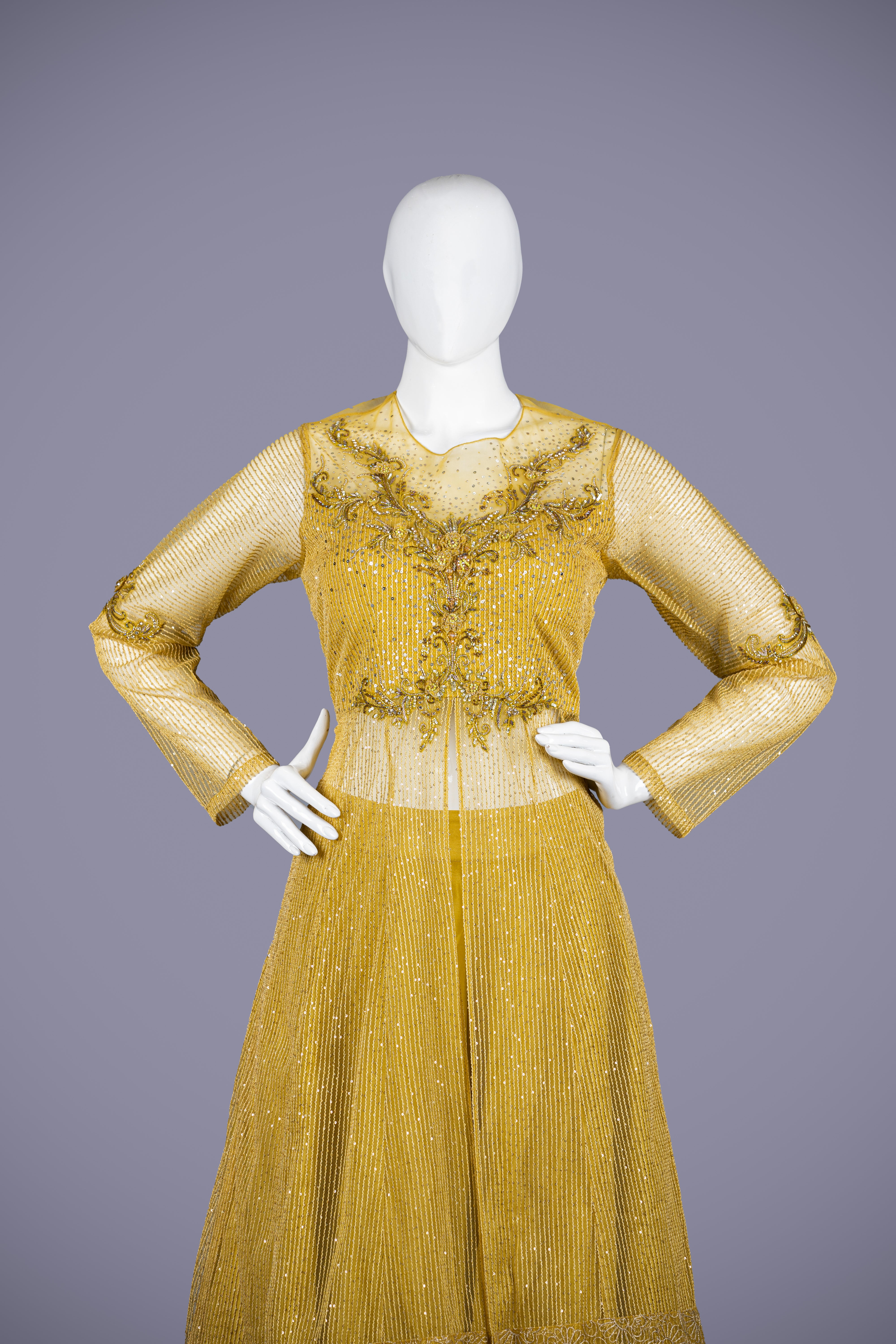 Yellow Indo Western Dress with Zardosi Work - Shreeman