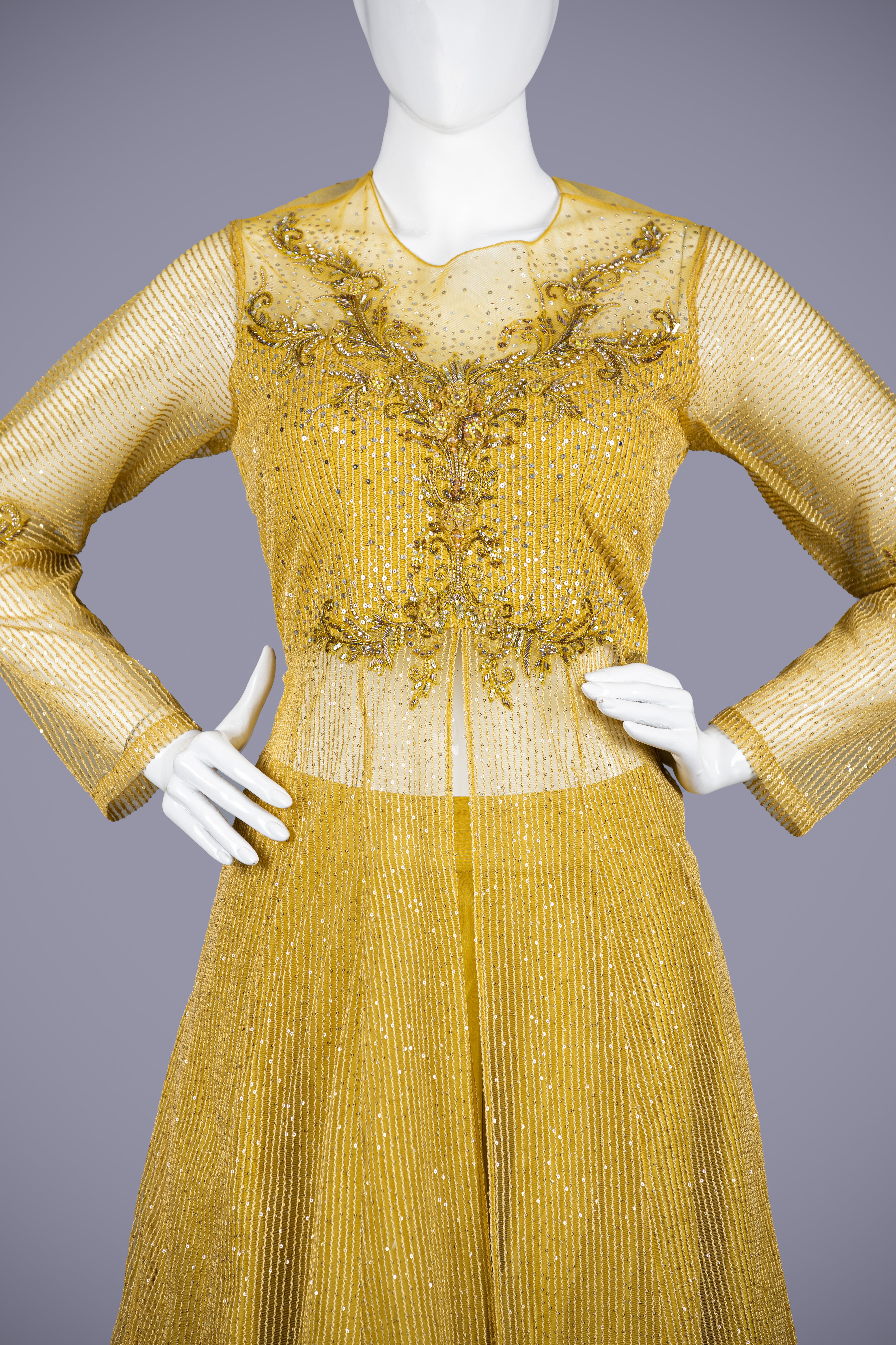 Yellow Indo Western Dress with Zardosi Work - Shreeman