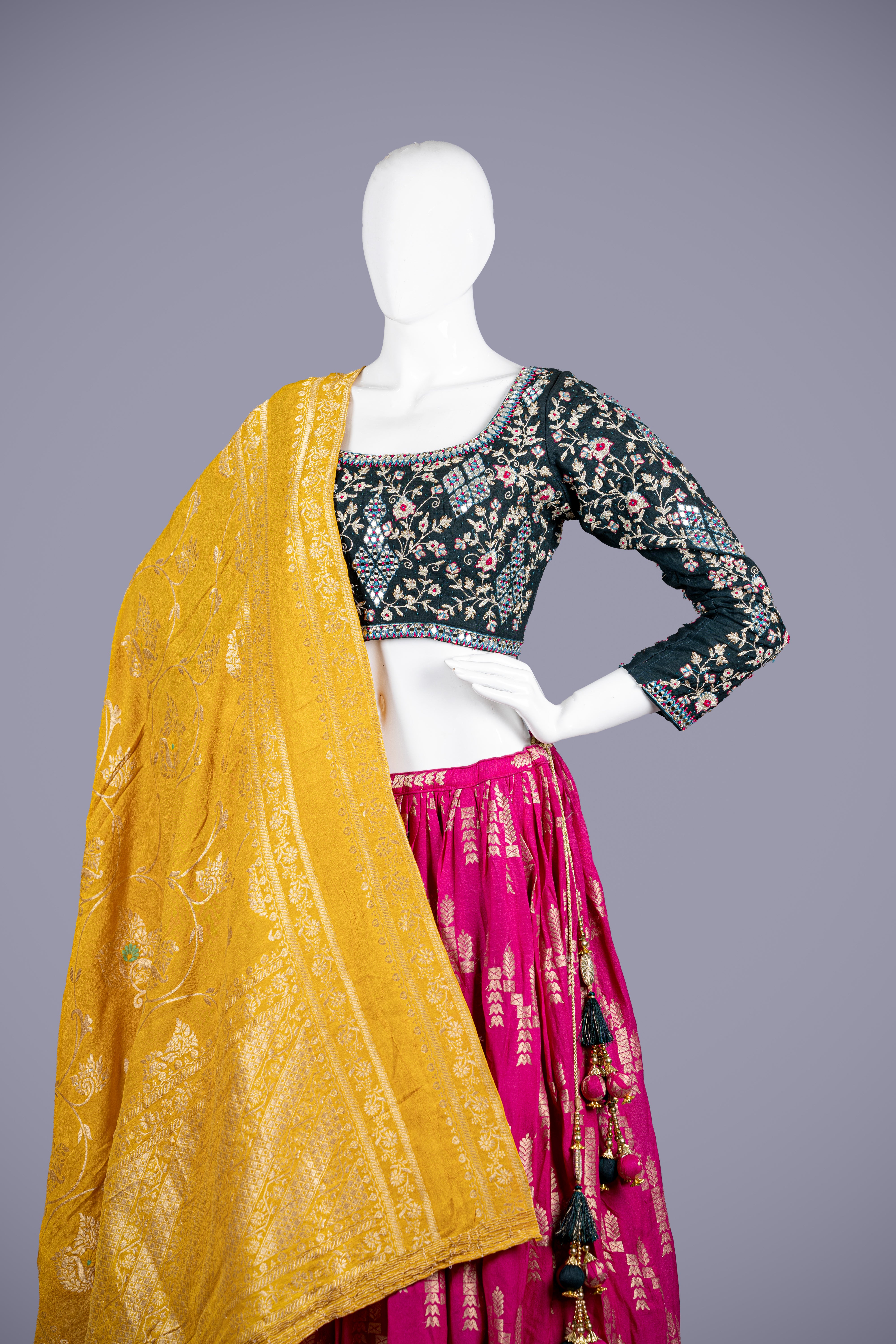 Hot Pink Banarasi Silk Choli with Banarasi Weave - Shreeman