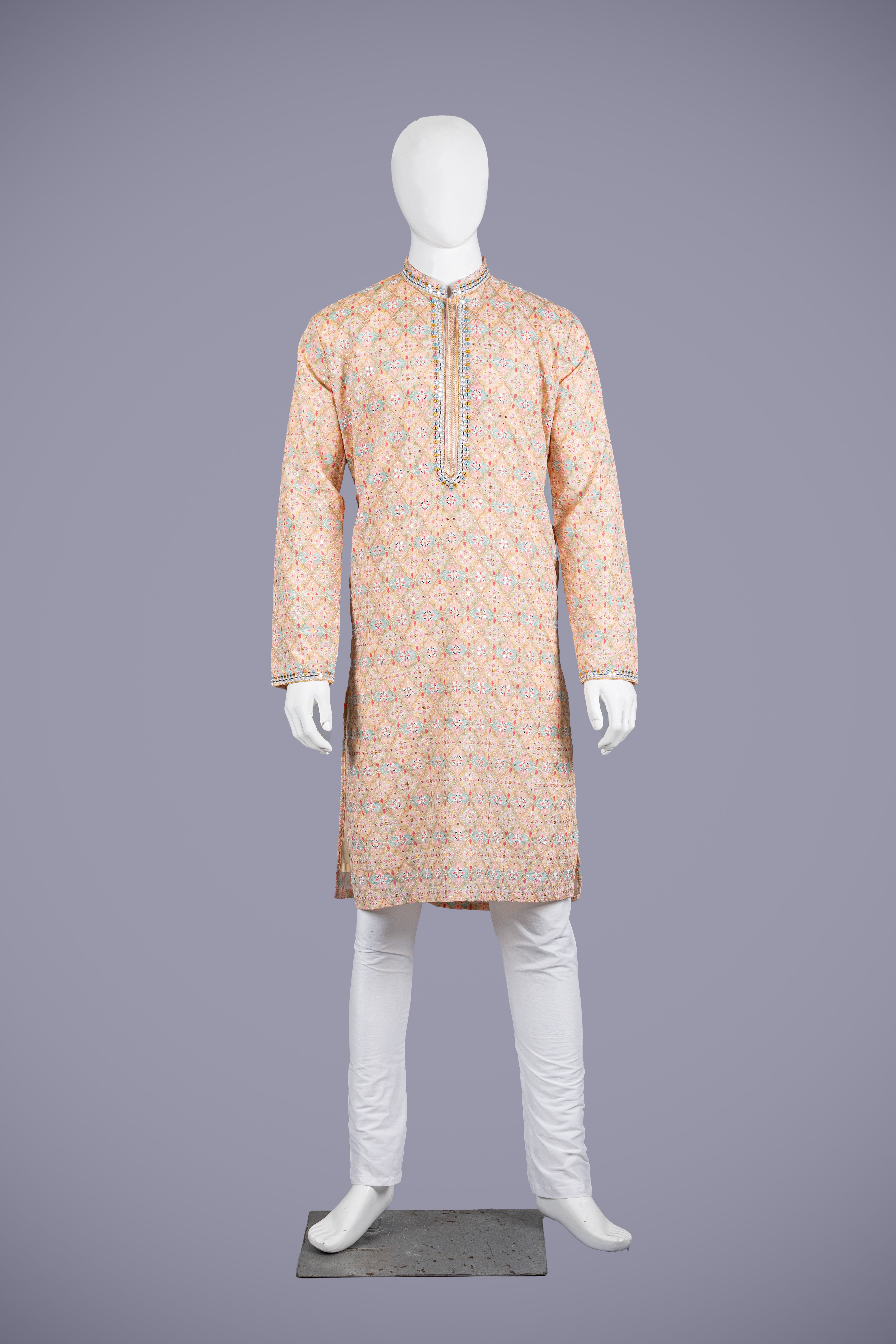 Zardosi Embroidered Kurta Set in Crepe Silk with Pant - Shreeman