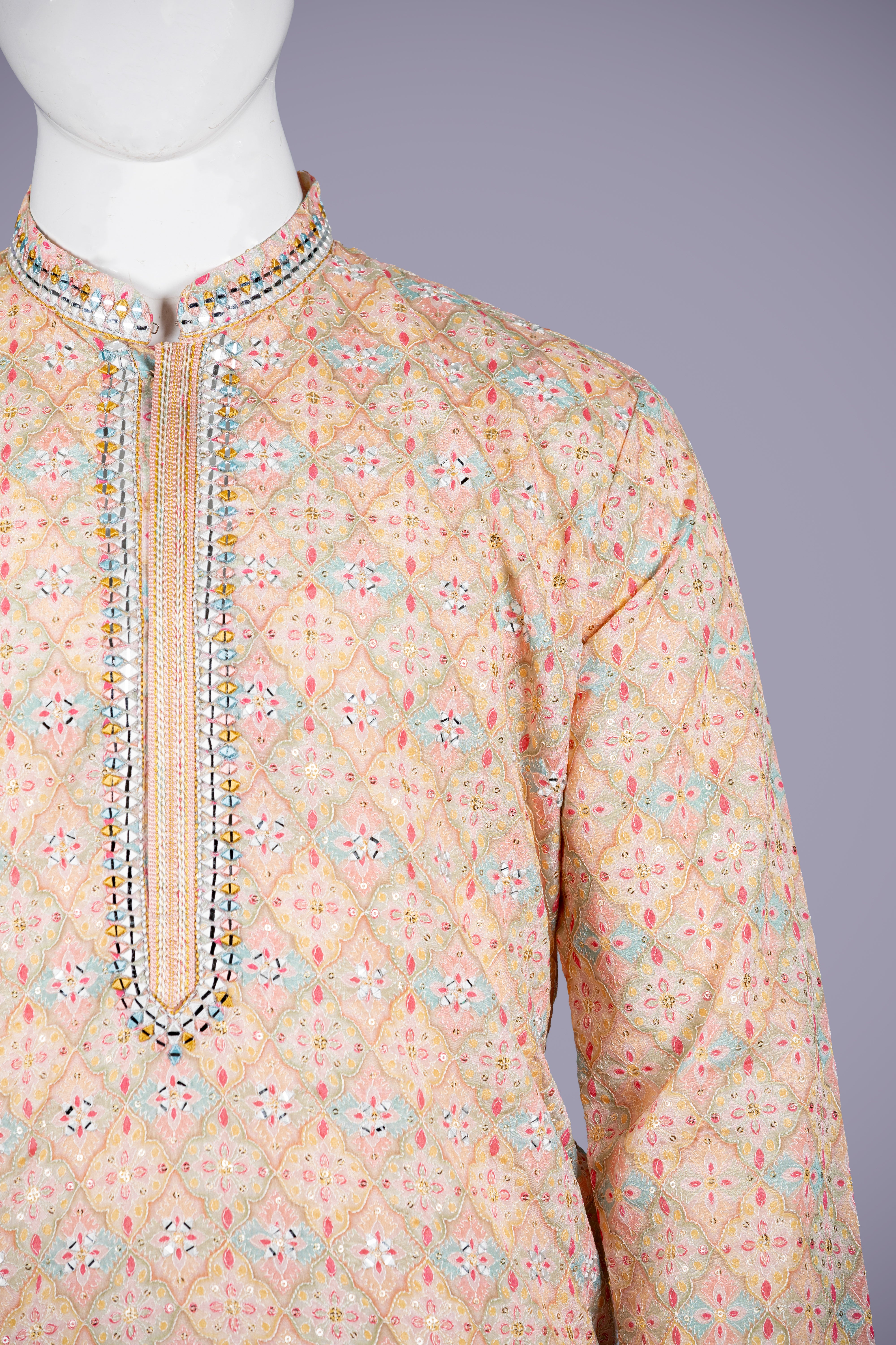 Zardosi Embroidered Kurta Set in Crepe Silk with Pant - Shreeman