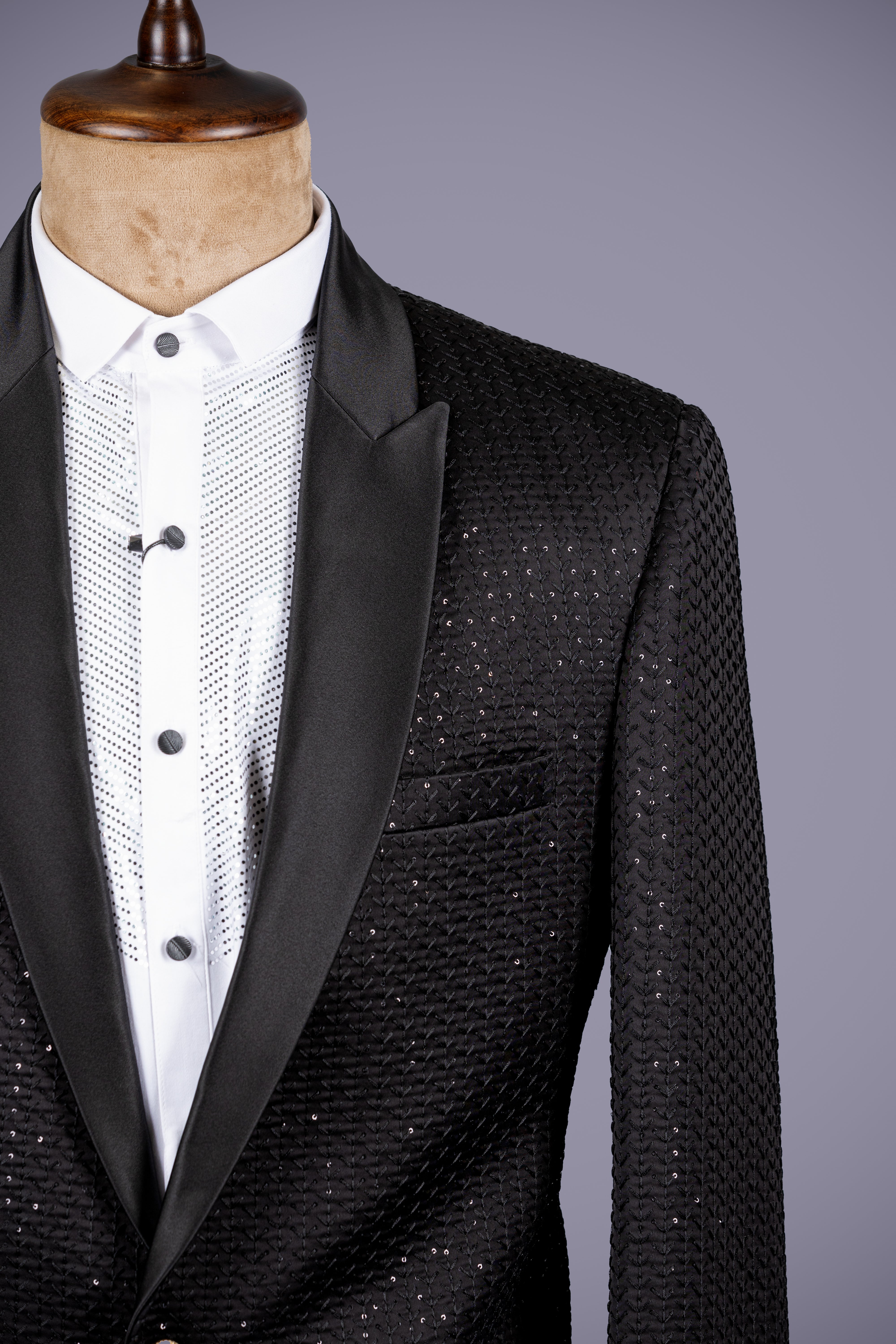 Jacquard Tuxedo with Satin Accents - Shreeman