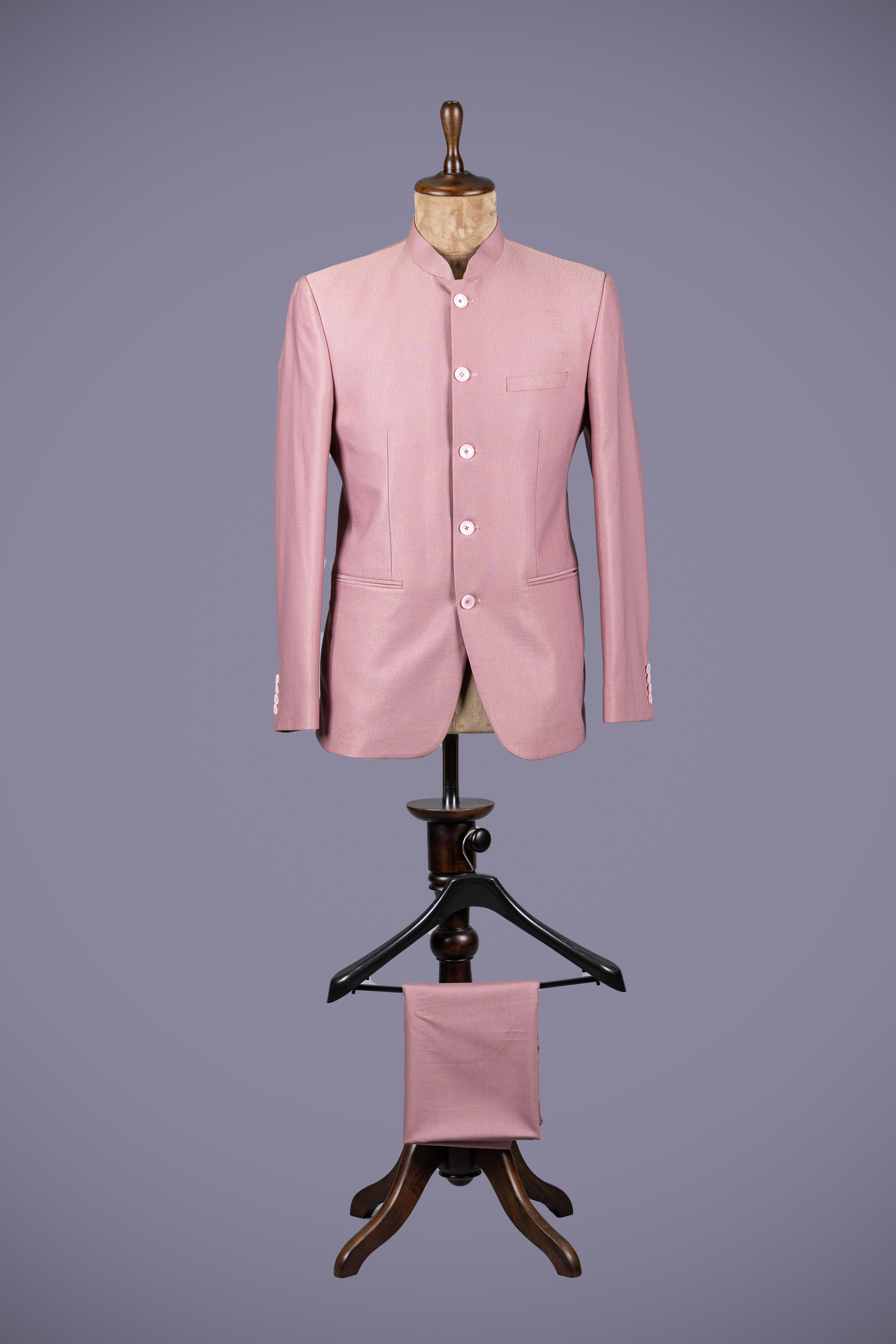 Standout Pink Jodhpuri Suit in Luxurious Suede Velvet - Shreeman