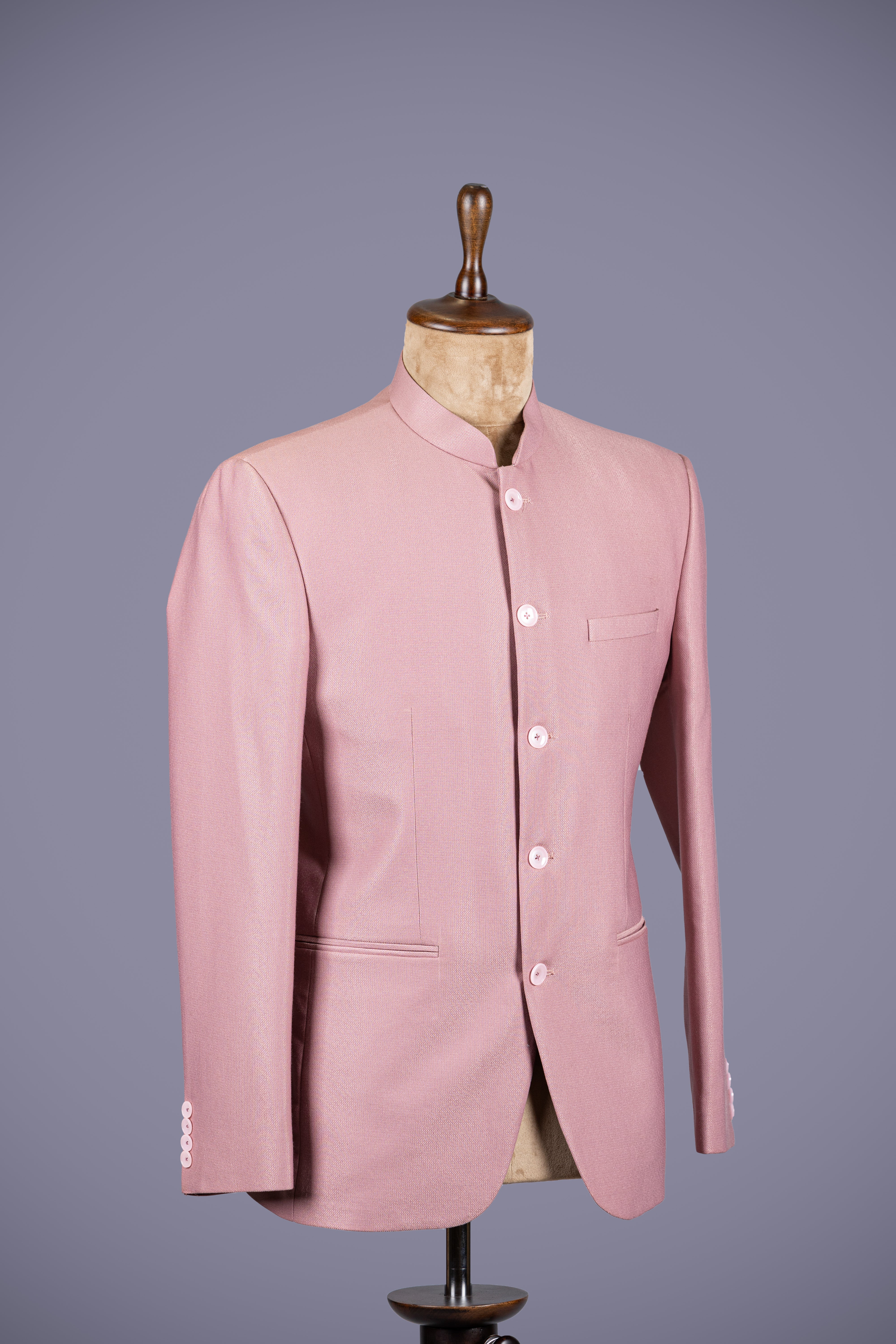 Standout Pink Jodhpuri Suit in Luxurious Suede Velvet - Shreeman