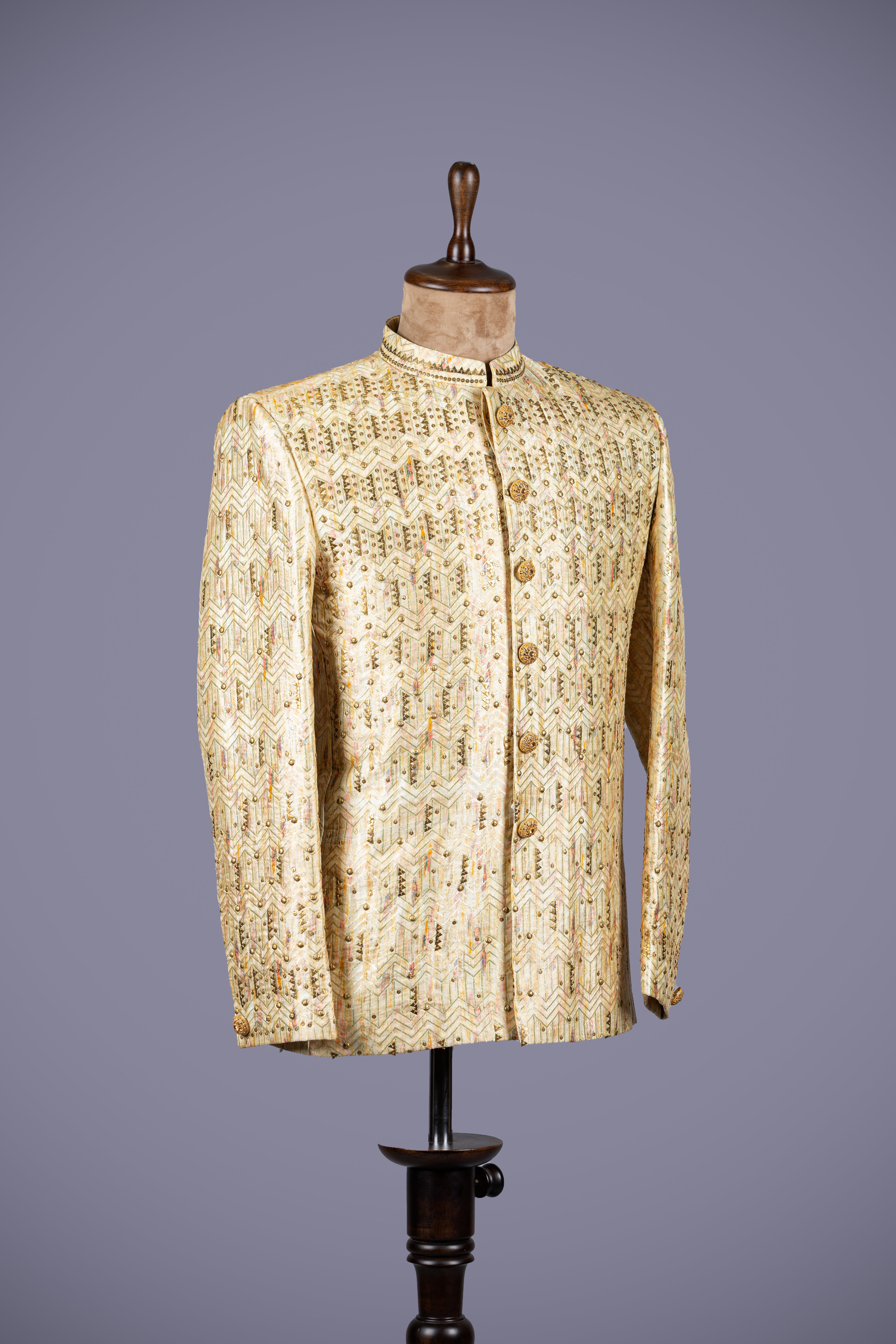 Regal Gold Jodhpuri with Exquisite Gotta Patti Work - Shreeman