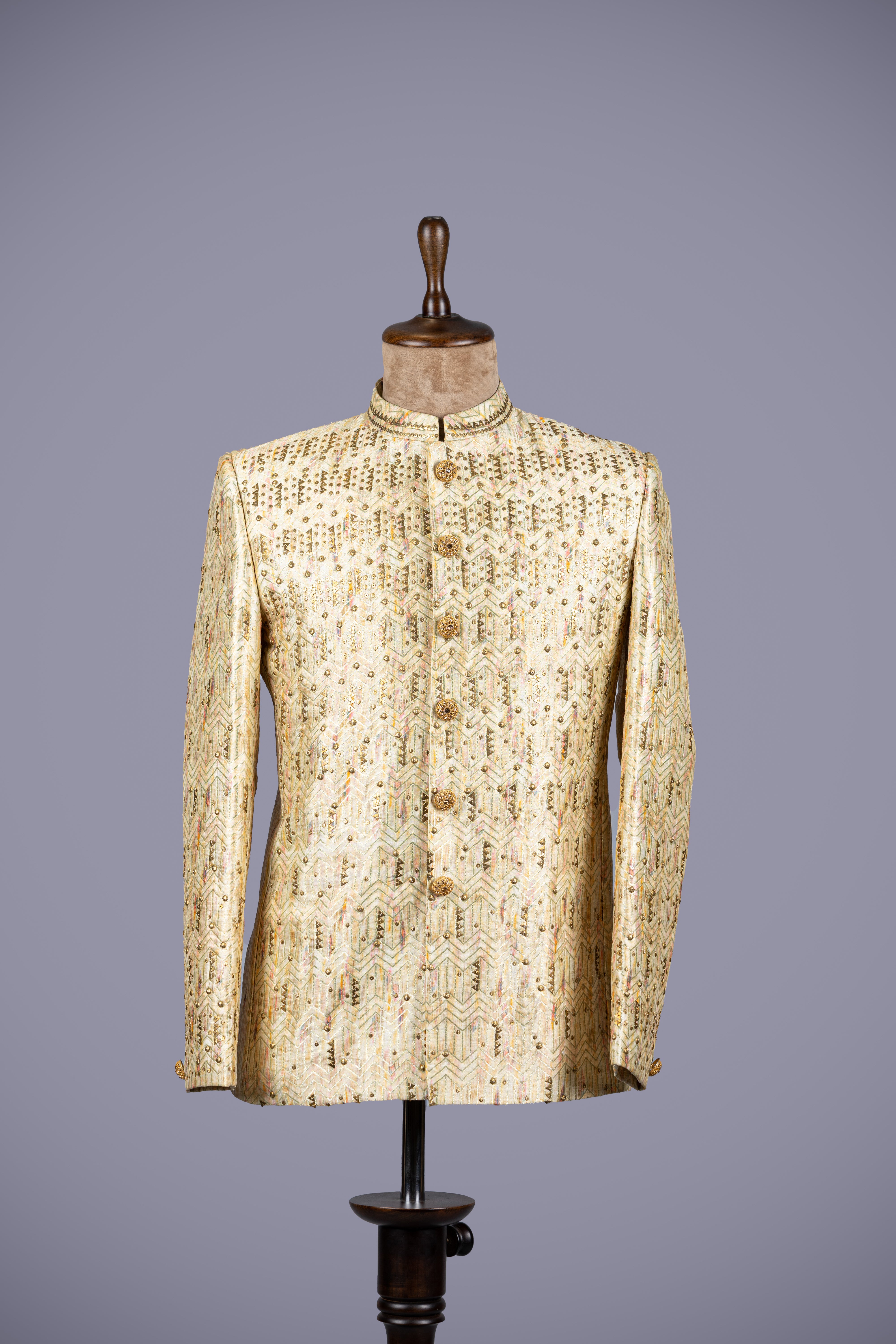 Regal Gold Jodhpuri with Exquisite Gotta Patti Work - Shreeman