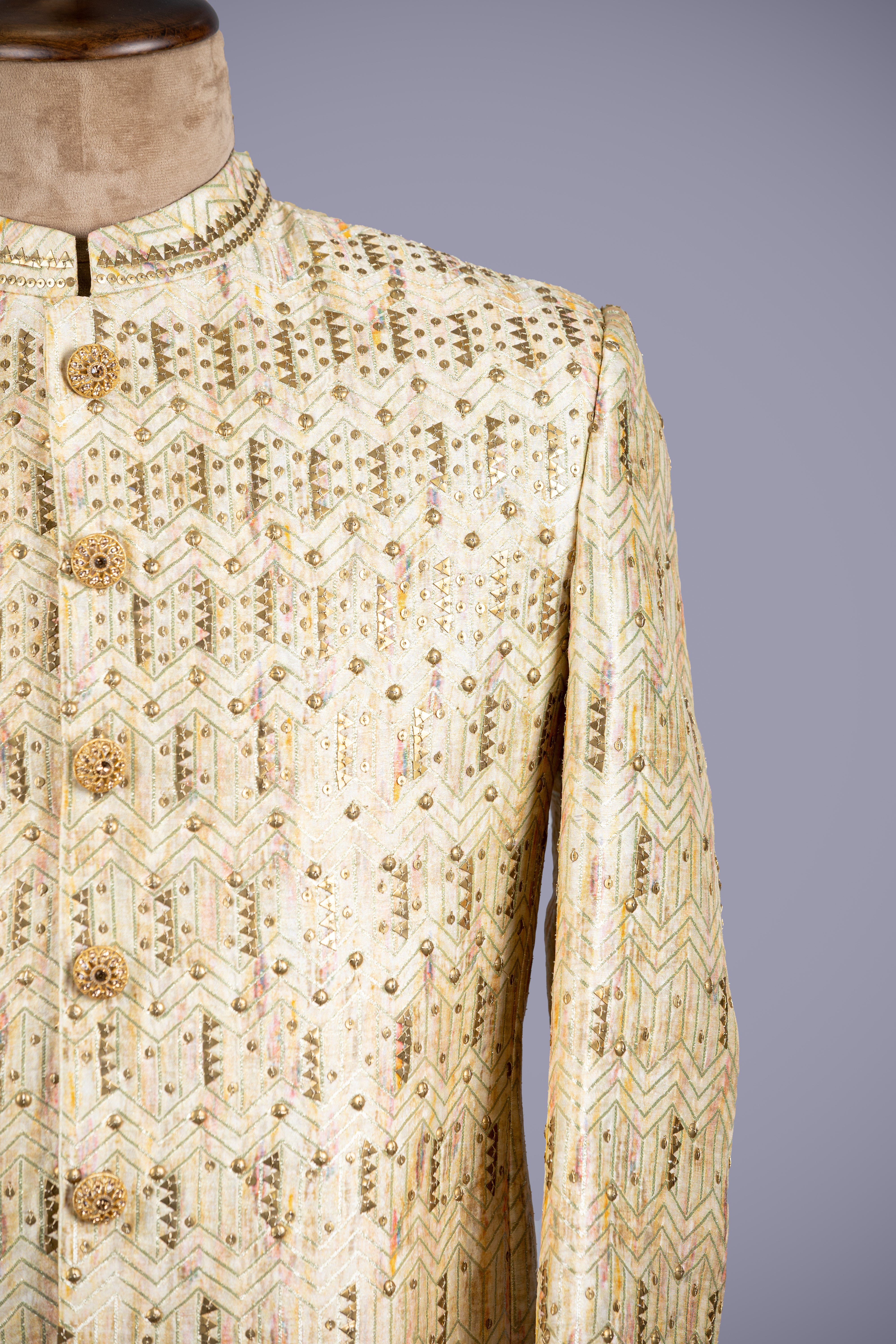 Regal Gold Jodhpuri with Exquisite Gotta Patti Work - Shreeman