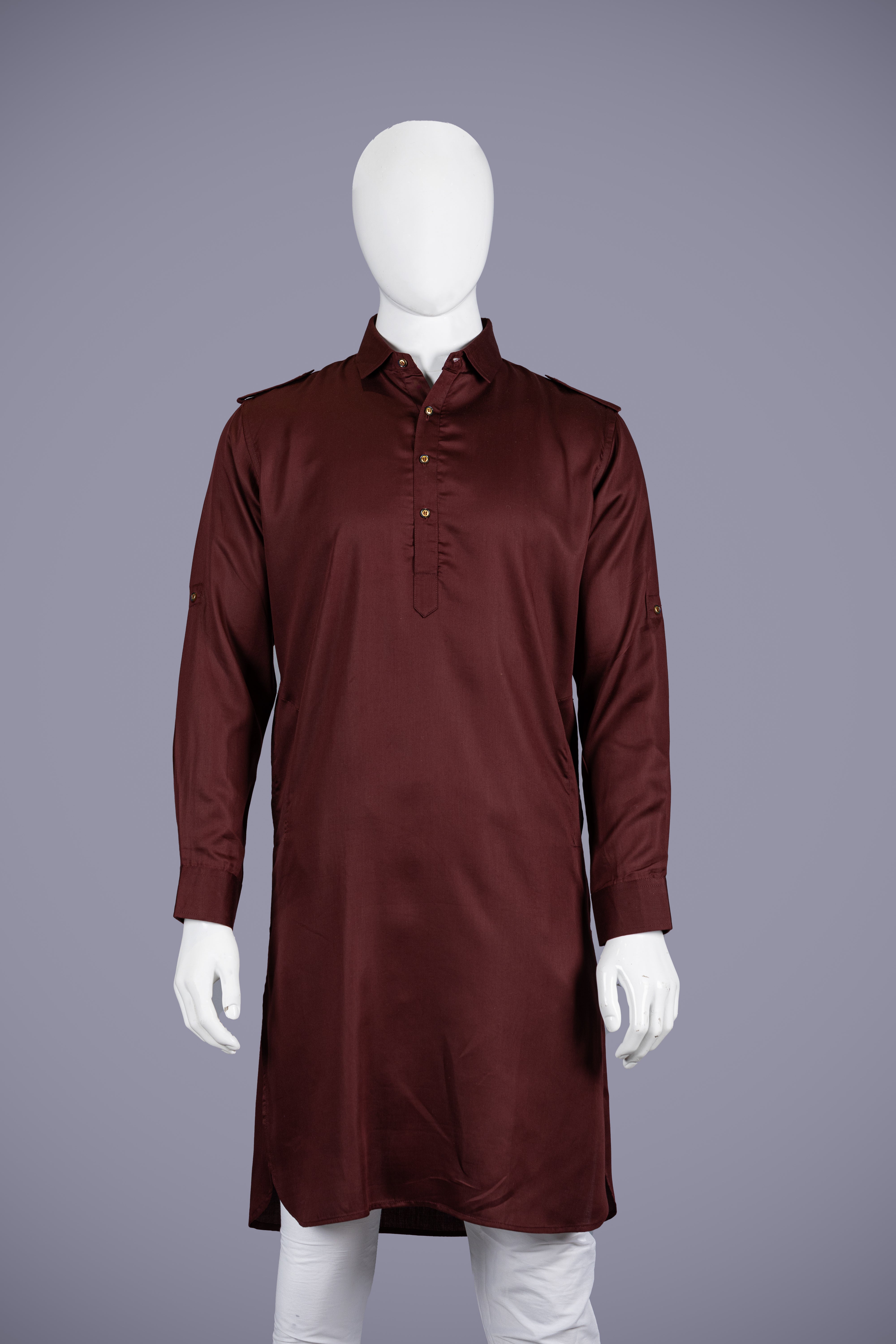 Wine Pathani in Giza Cotton - Shreeman