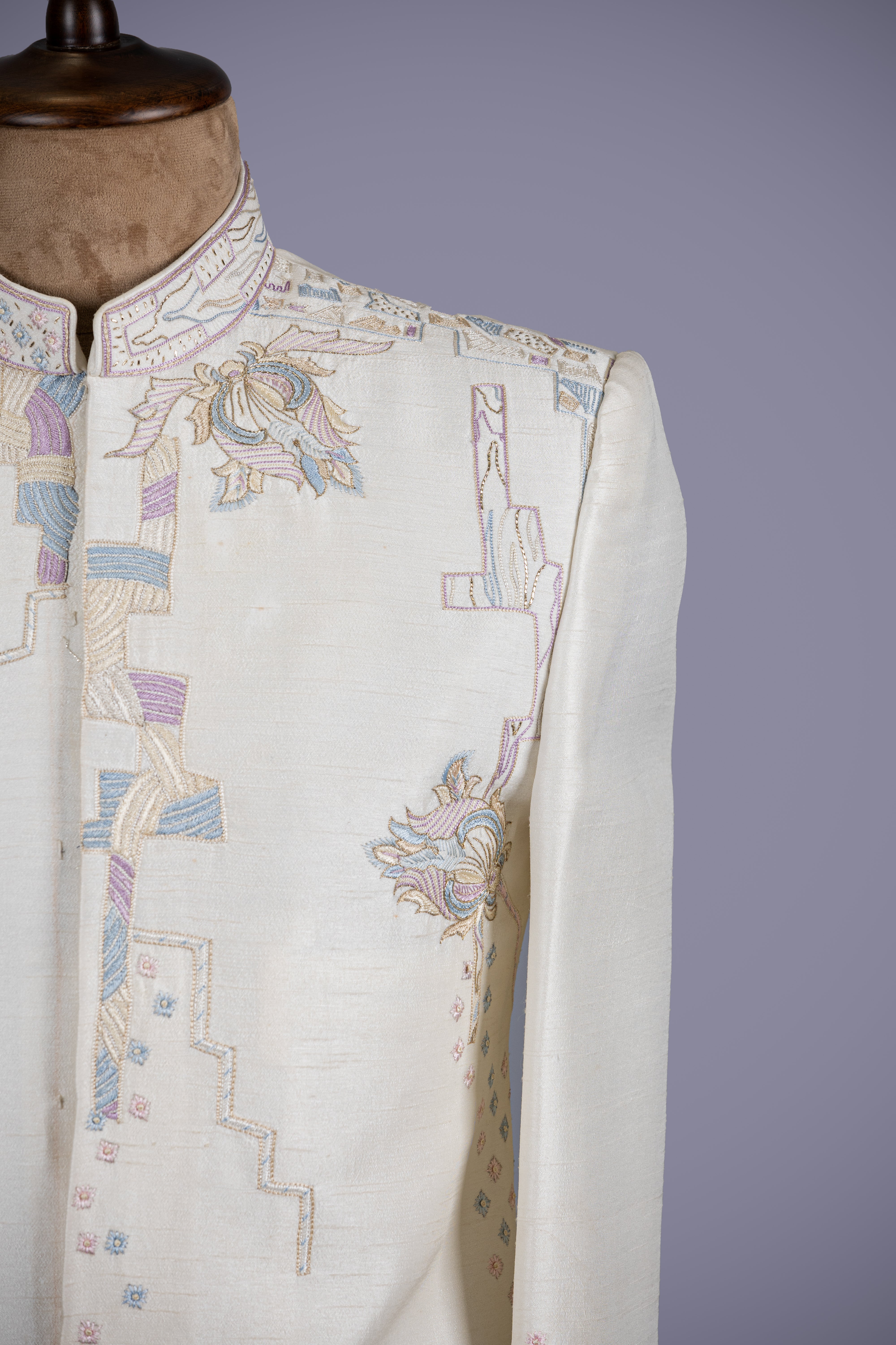 Cream Sherwani with Handwork - Shreeman