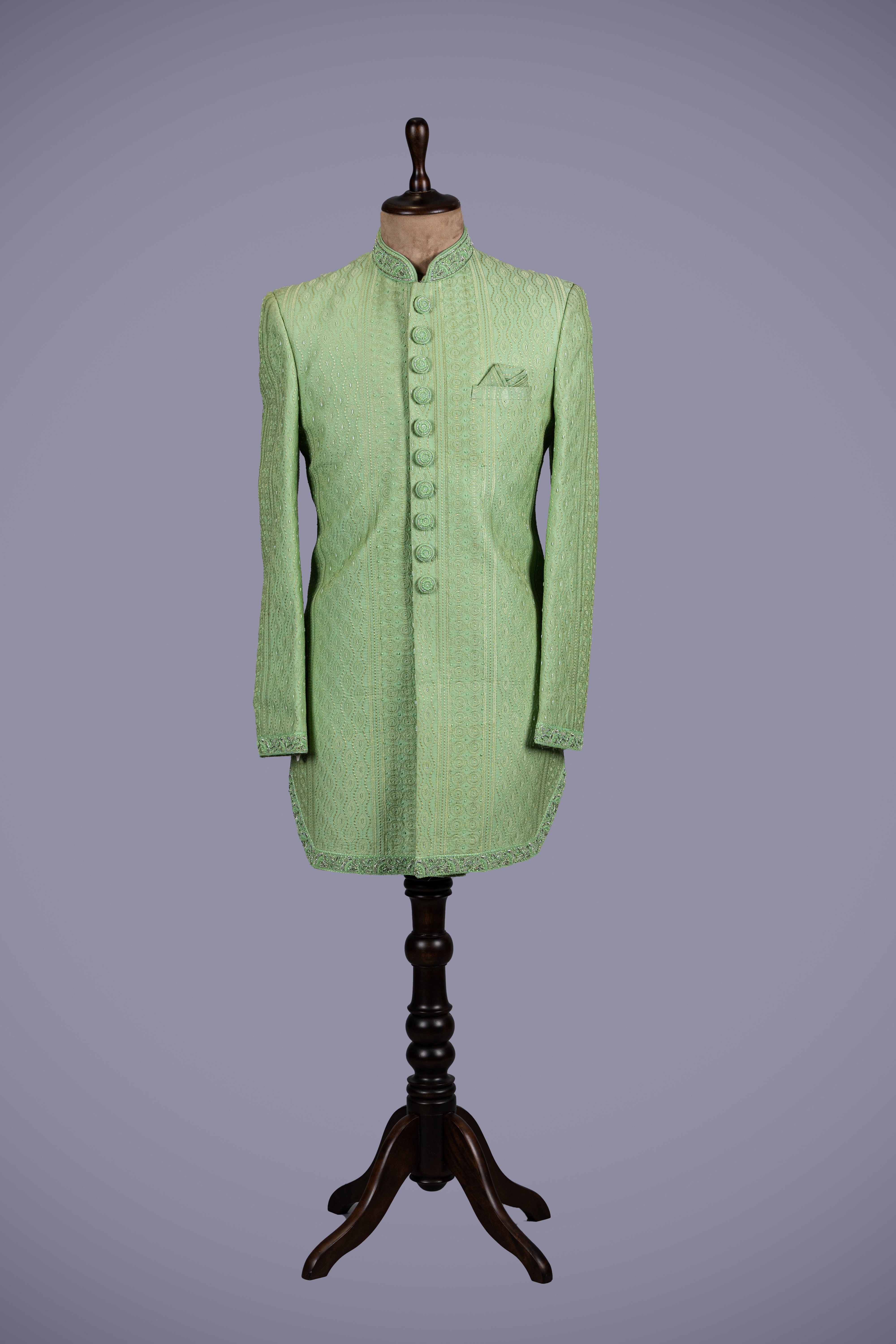 Green Sherwani with Zari & Handwork - Shreeman