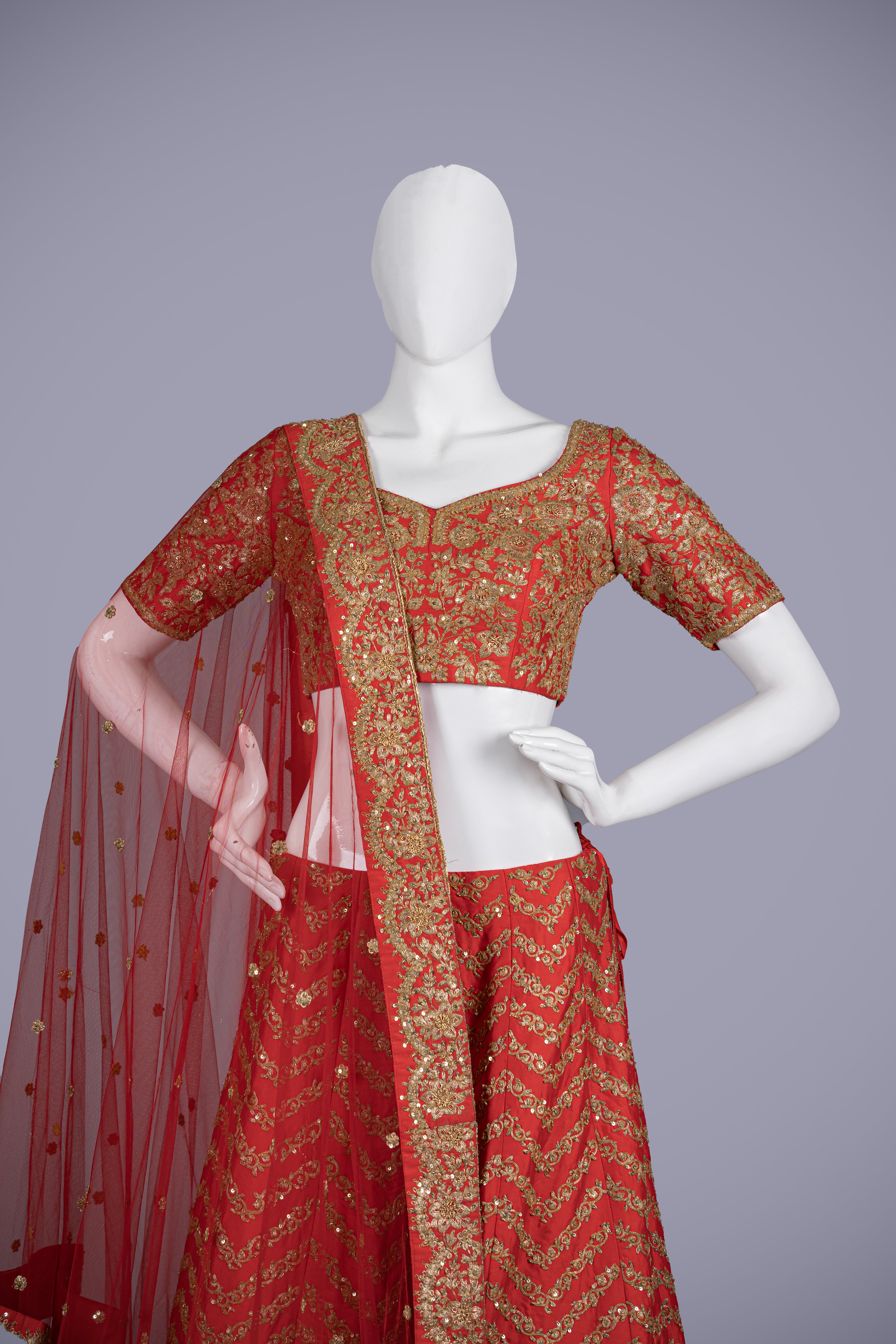 Red Indo Western Set with Embroidery Work - Shreeman