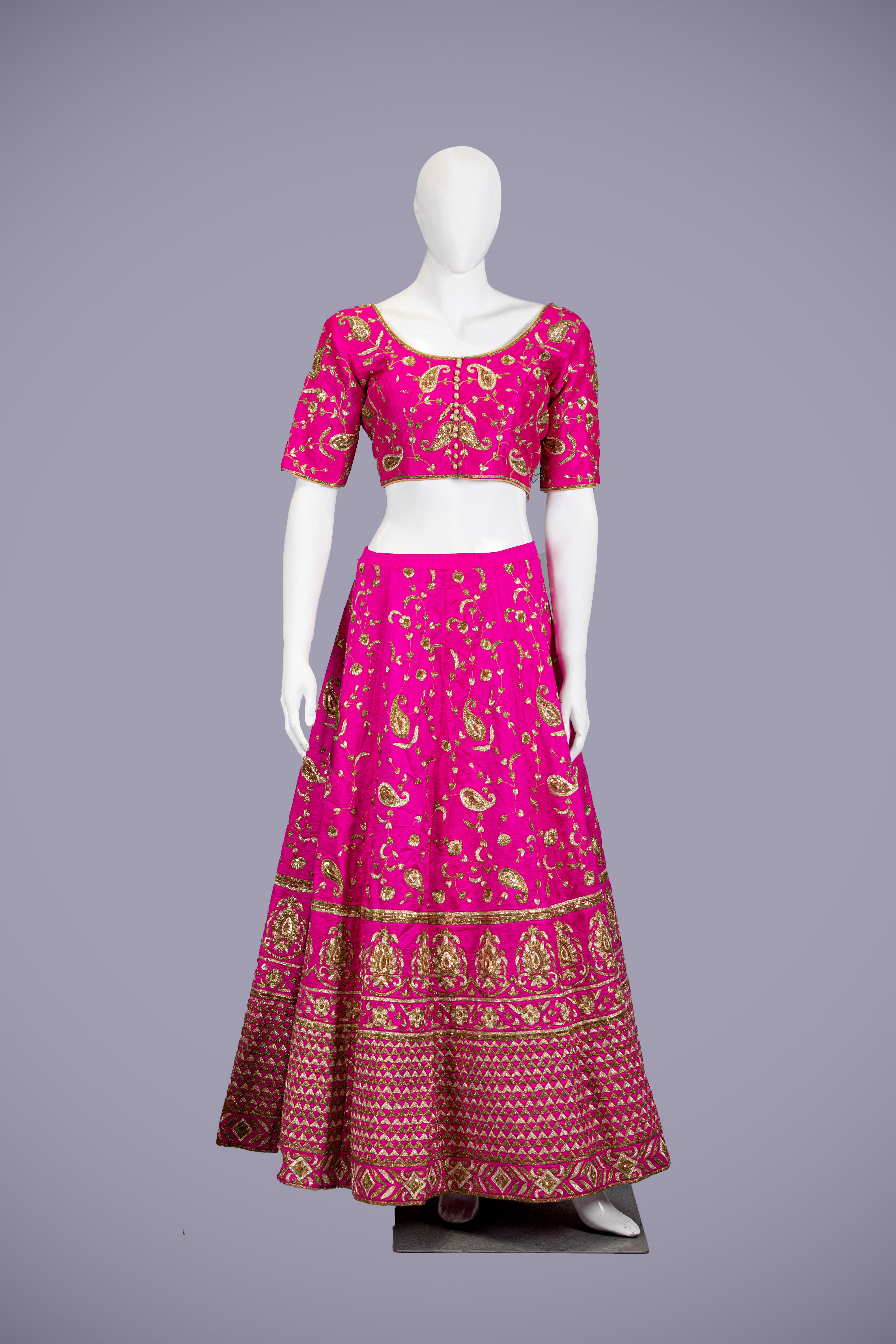 Light Pink Lehenga Choli with Golden Tikki Kasap Work - Shreeman