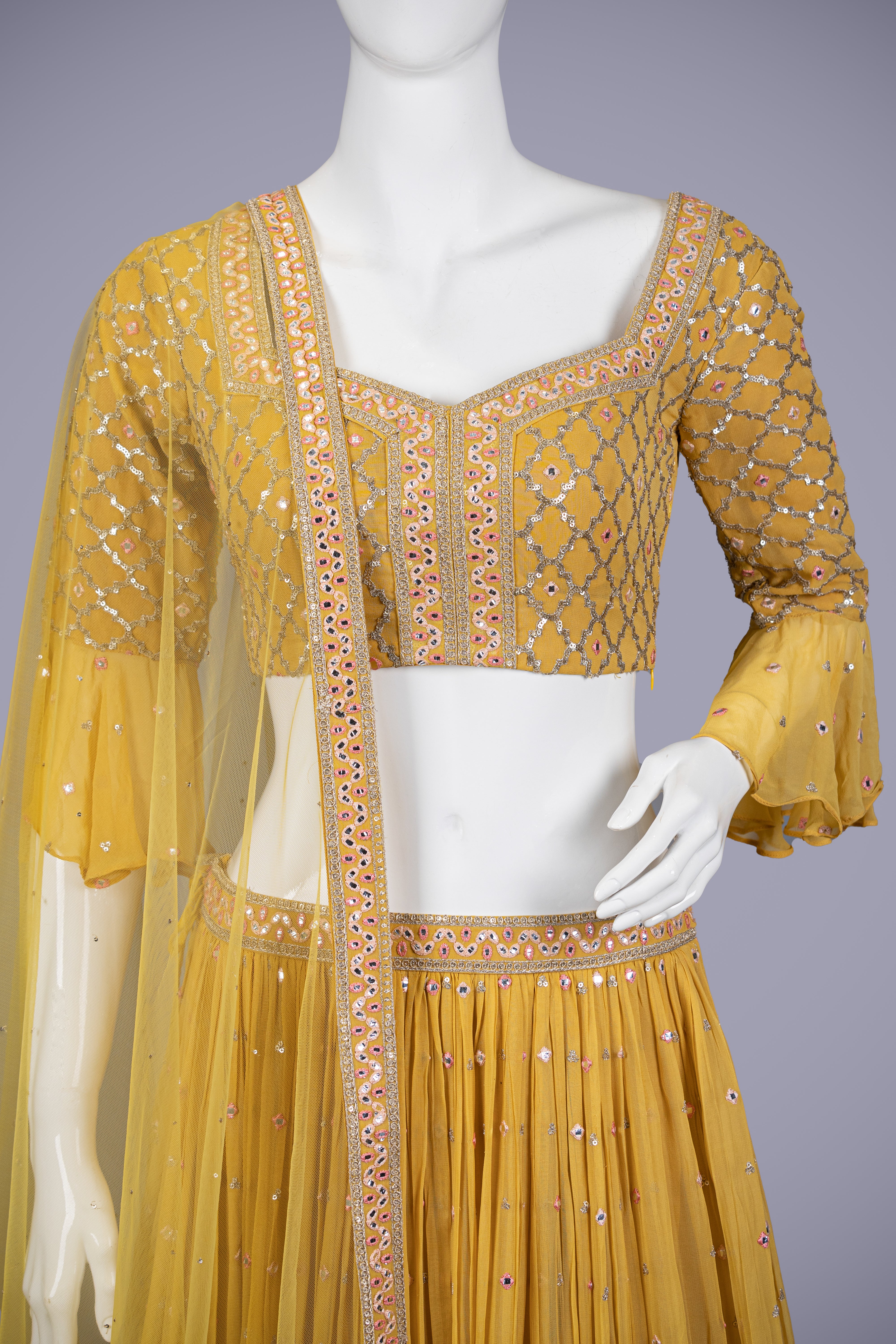 Yellow Choli with SIFFON JORJAT Fabric and Machin Work - Shreeman