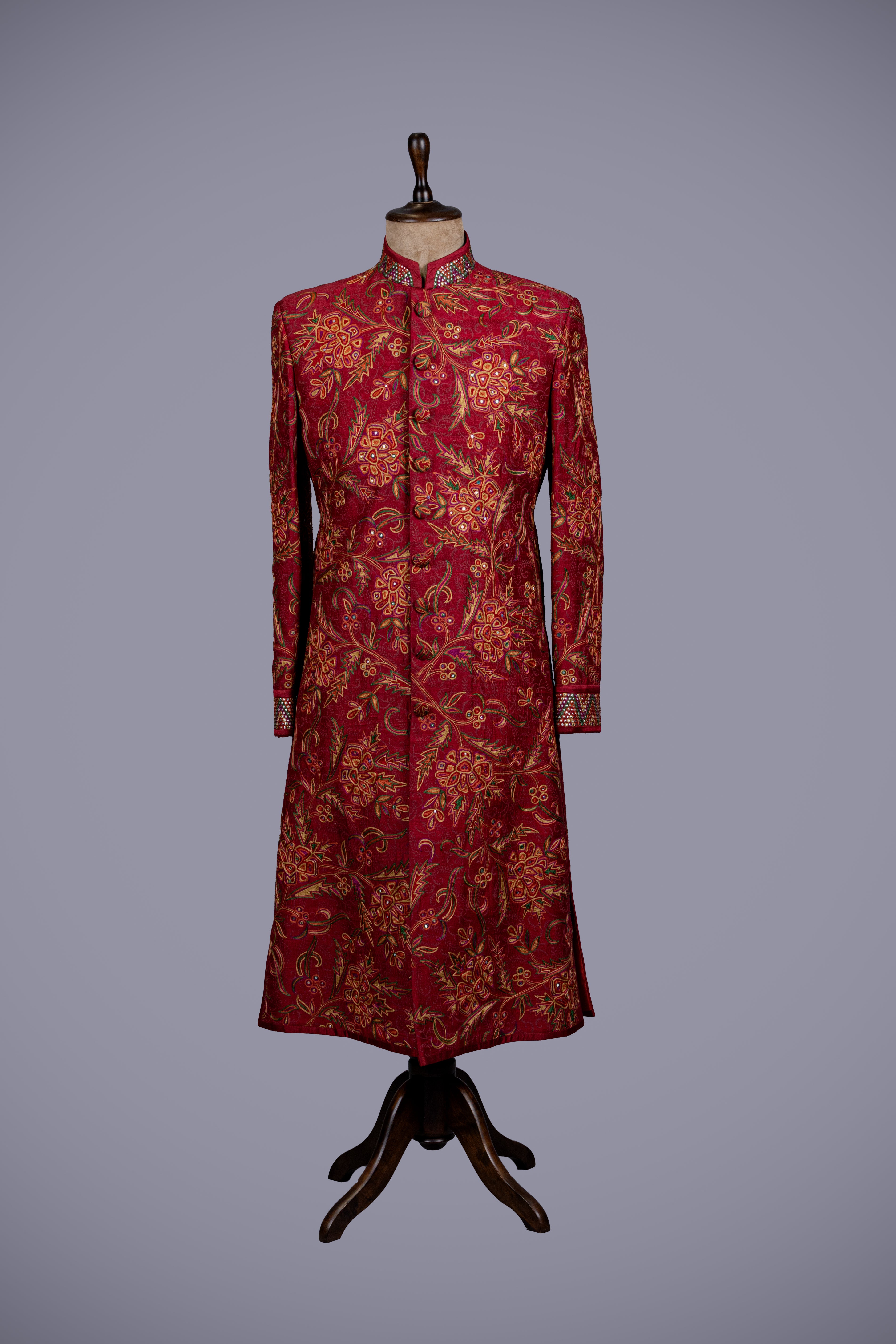 Royal Maroon Sherwani with Hand Embroidery - Shreeman