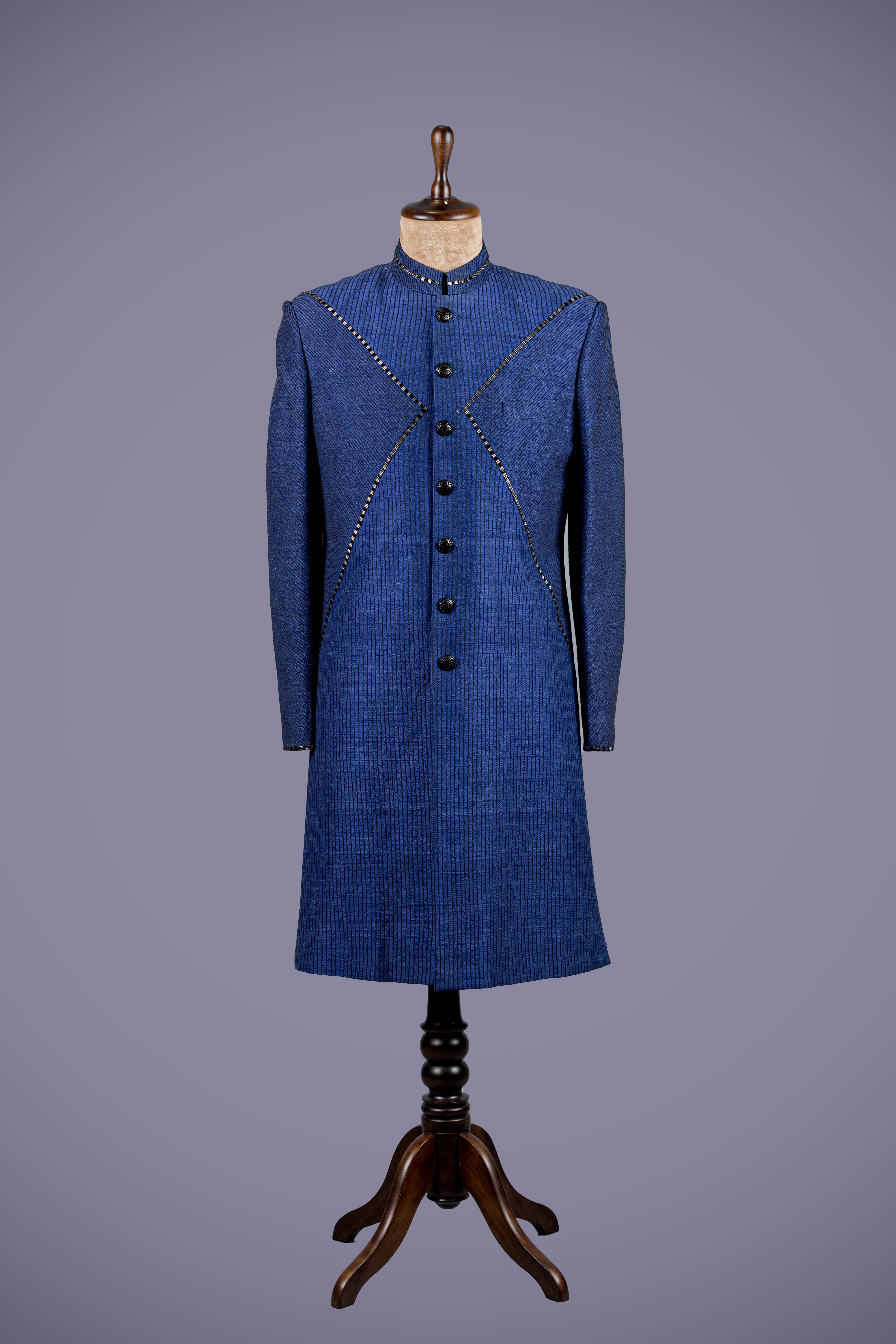 Navy Blue Indo-Western with Mirror & Dhagai Work - Shreeman