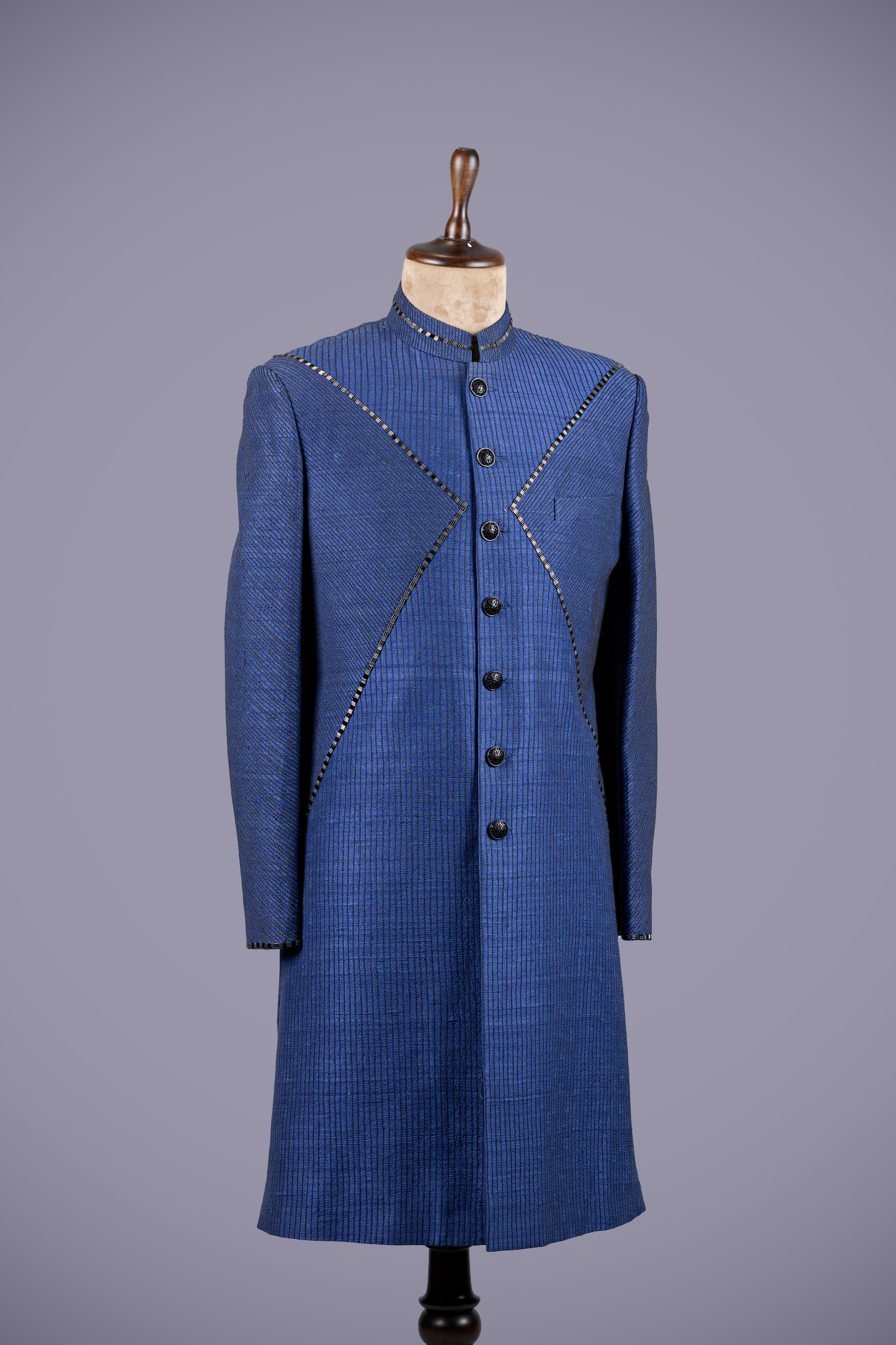 Navy Blue Indo-Western with Mirror & Dhagai Work - Shreeman