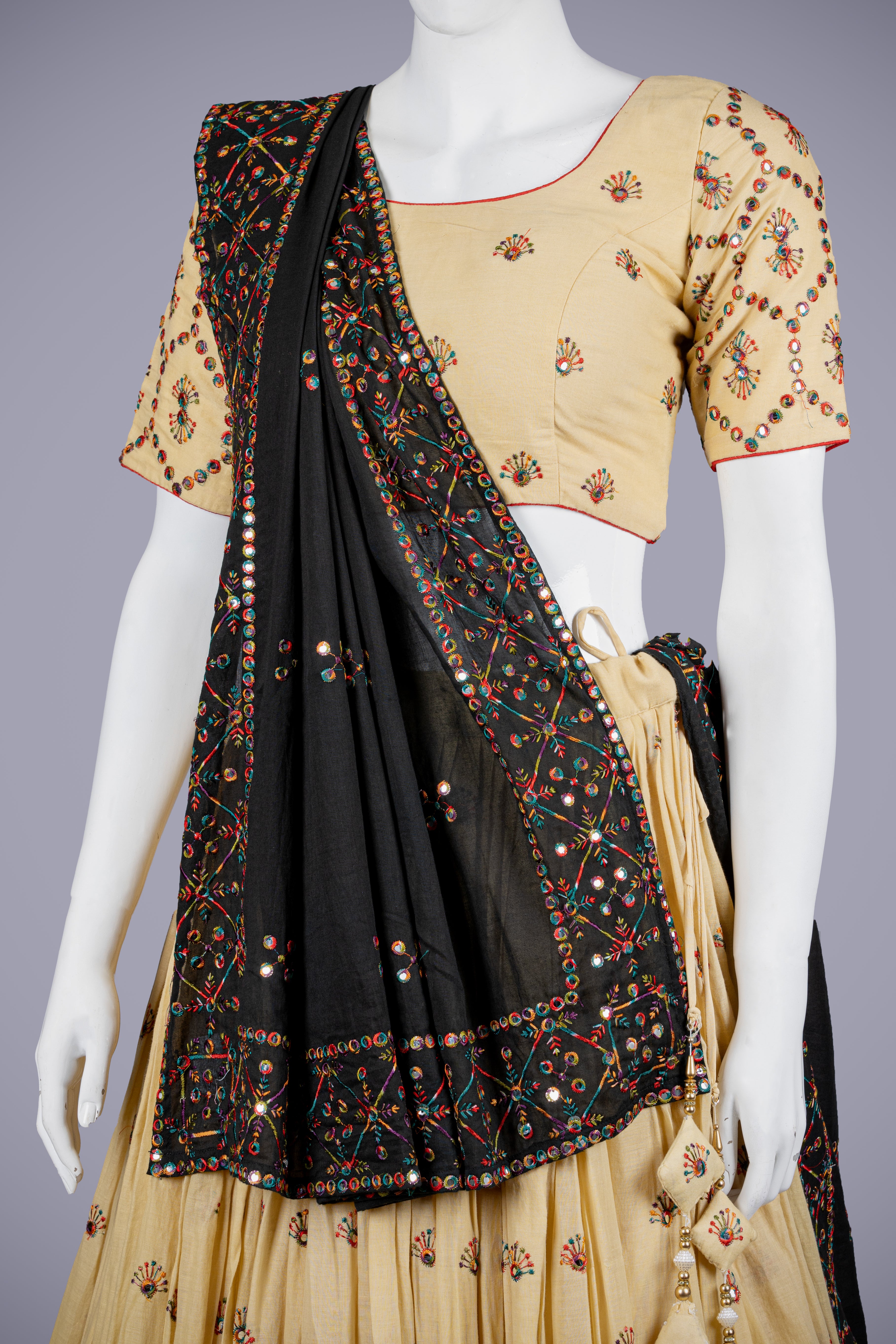 Pitch Color Silk Lehenga with Embroidery Work - Shreeman