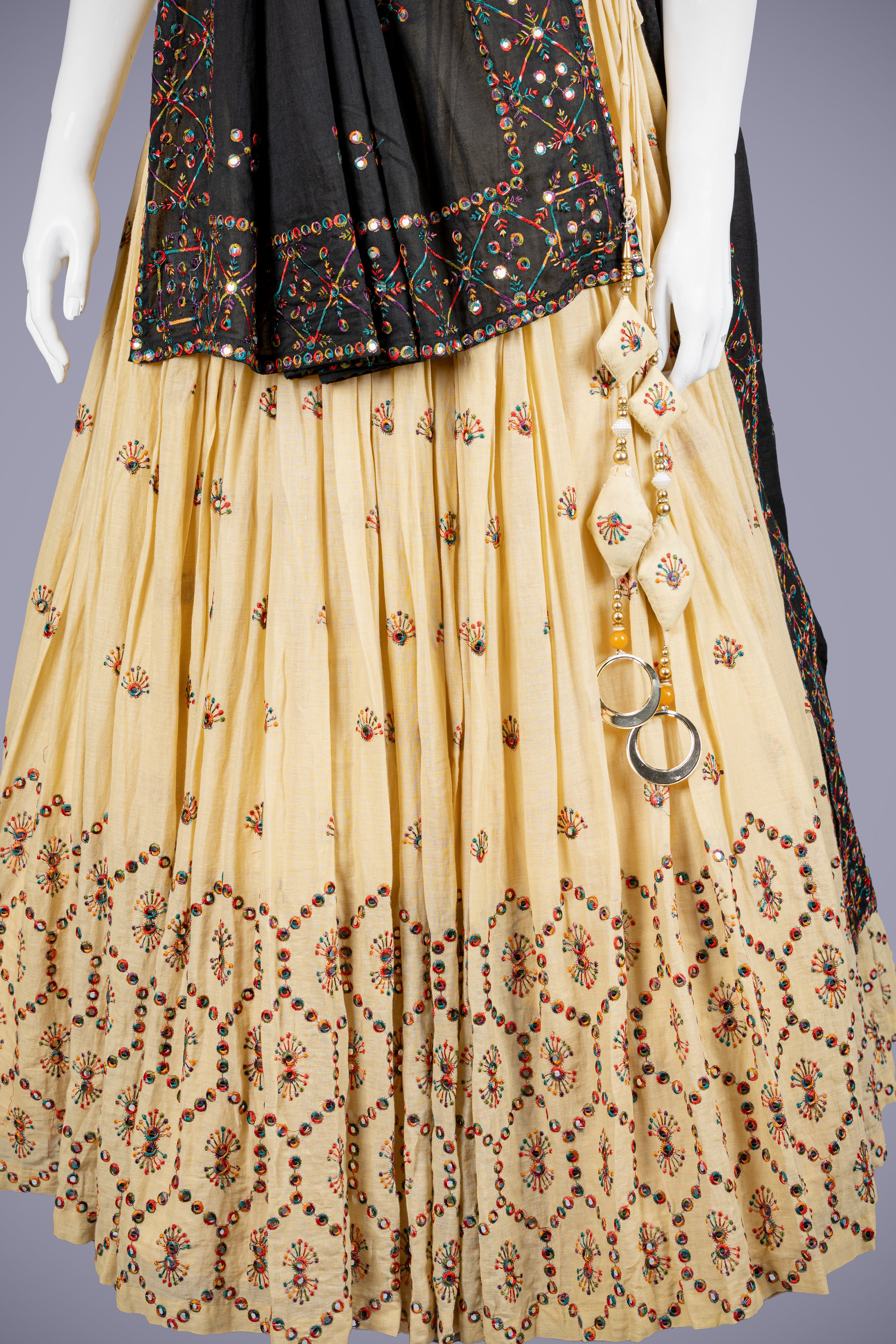 Pitch Color Silk Lehenga with Embroidery Work - Shreeman