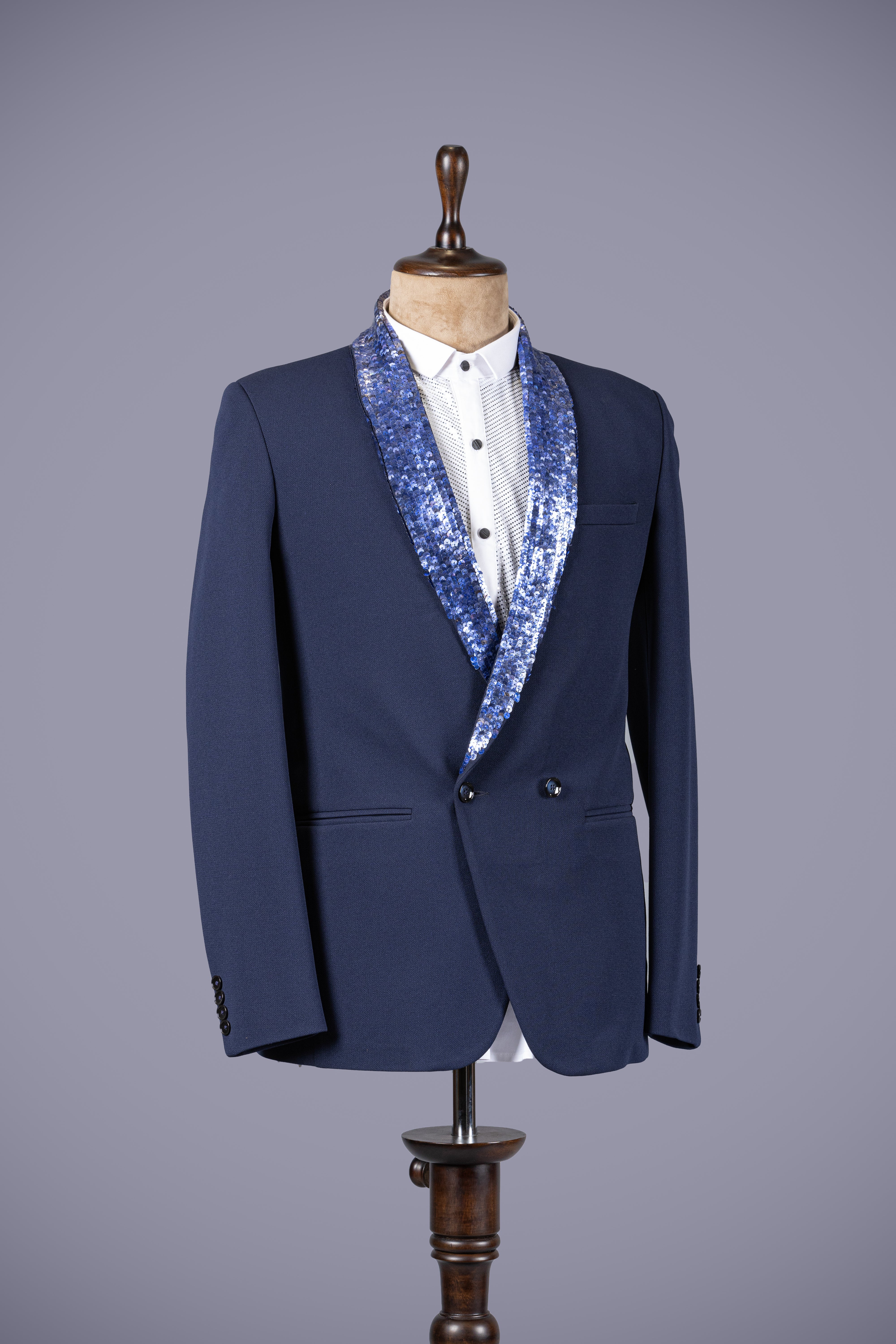 Blue Tuxedo with Dazzling Gota Patti Work - Shreeman