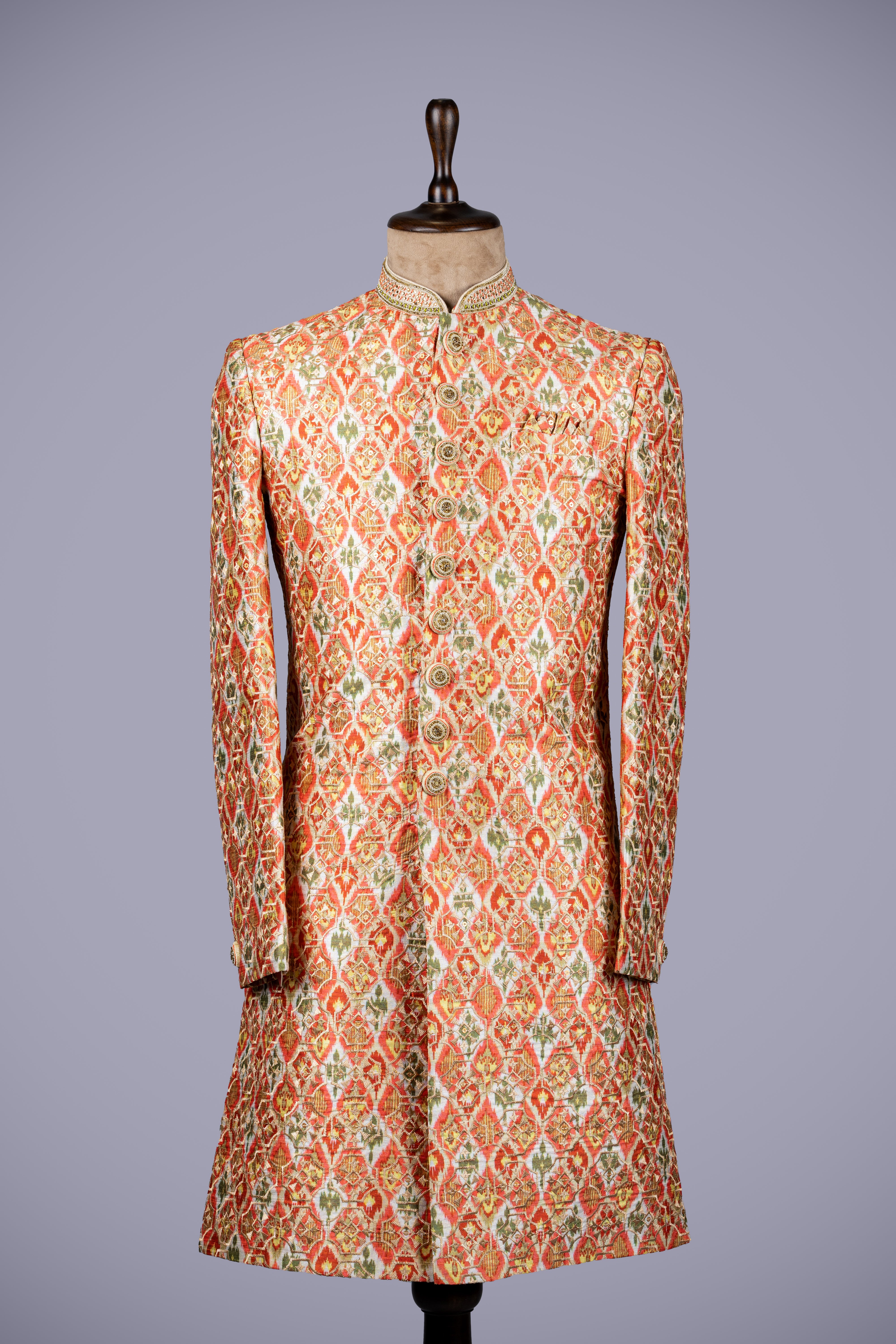 Orange Indo Western with Machine Embroidery - Shreeman